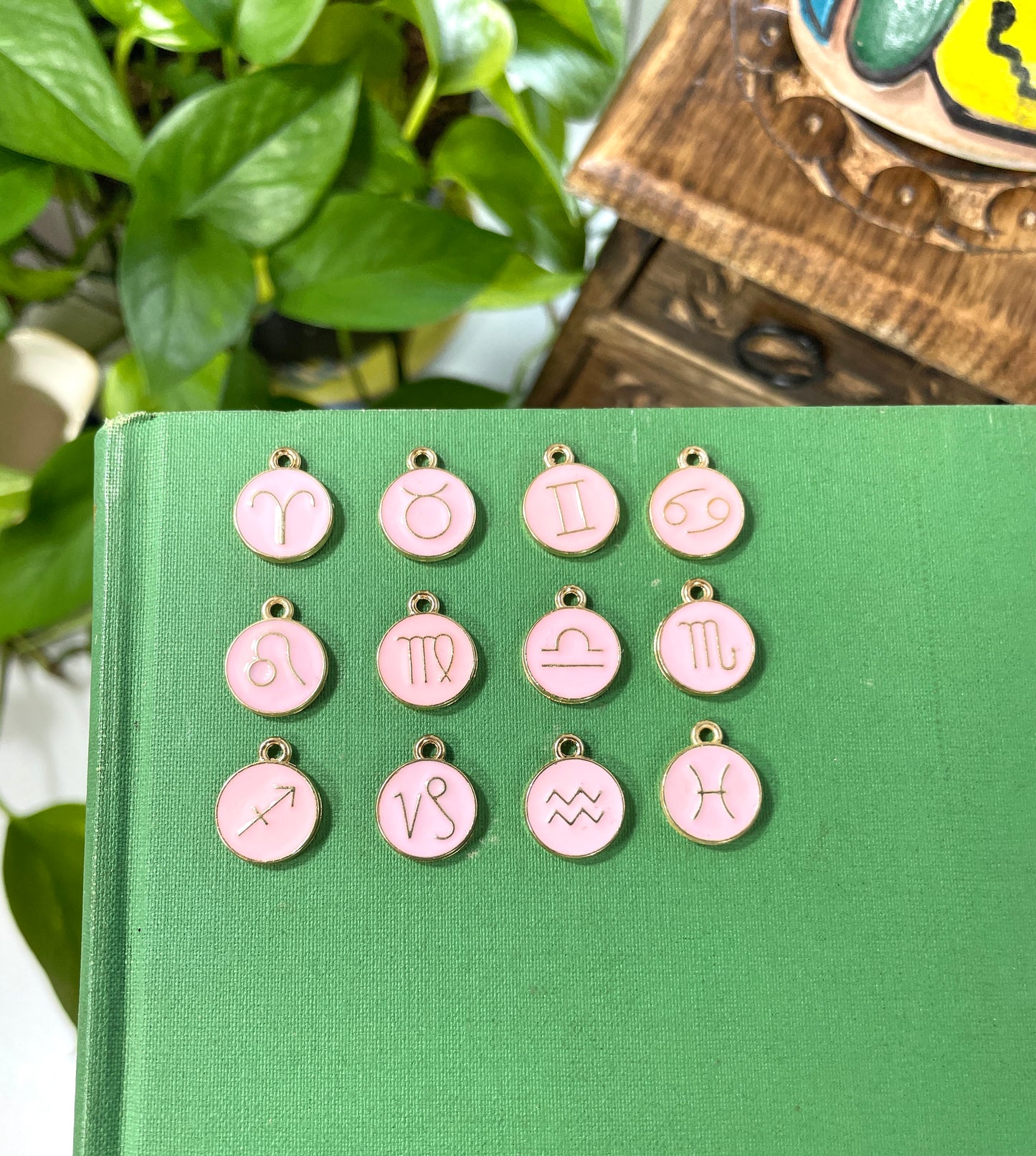 12 Astrology Zodiac Signs Charm Pack (Pink)