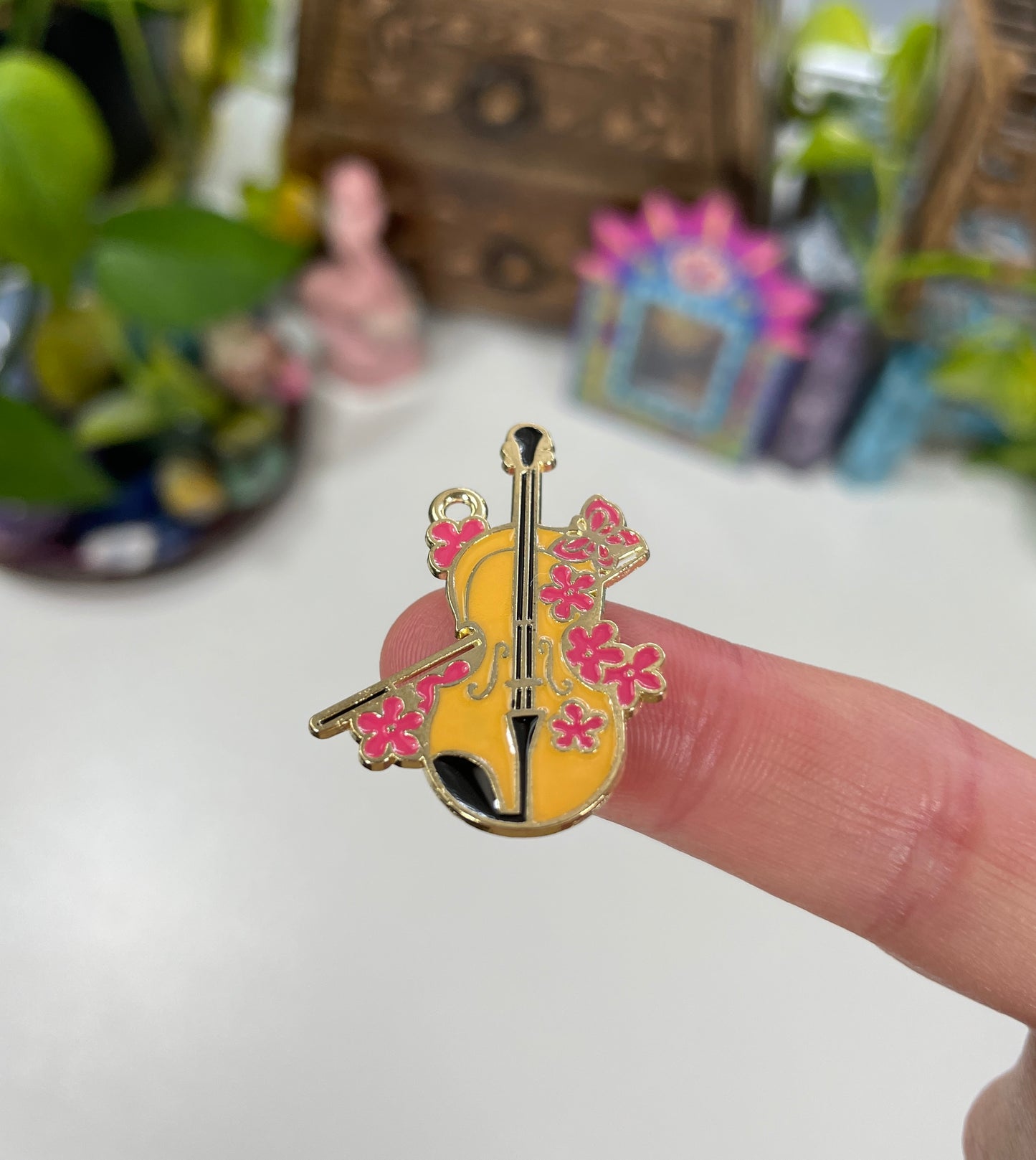 Floral Violin Charm