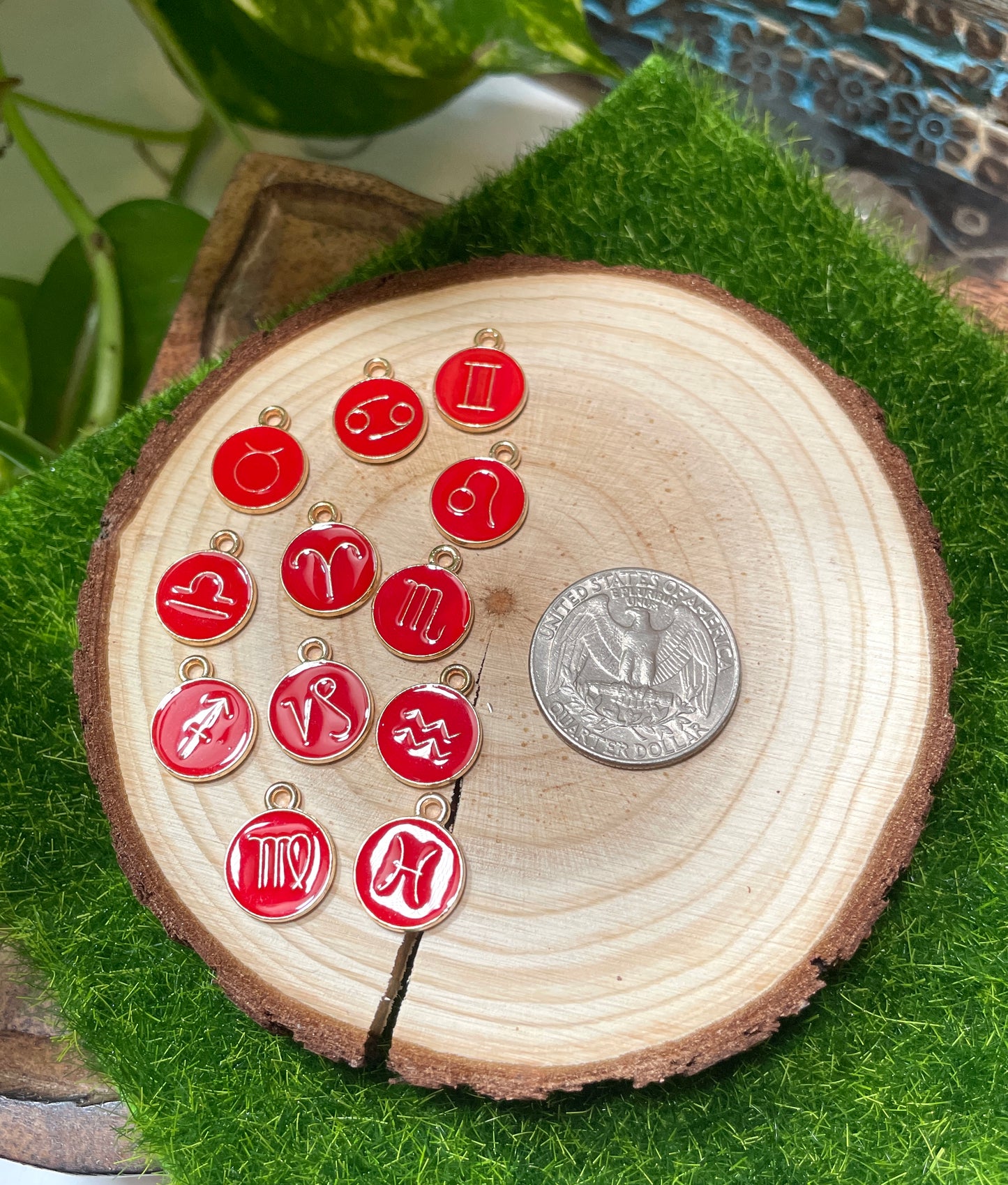 12 Astrology Zodiac Signs Charm Pack (Red)