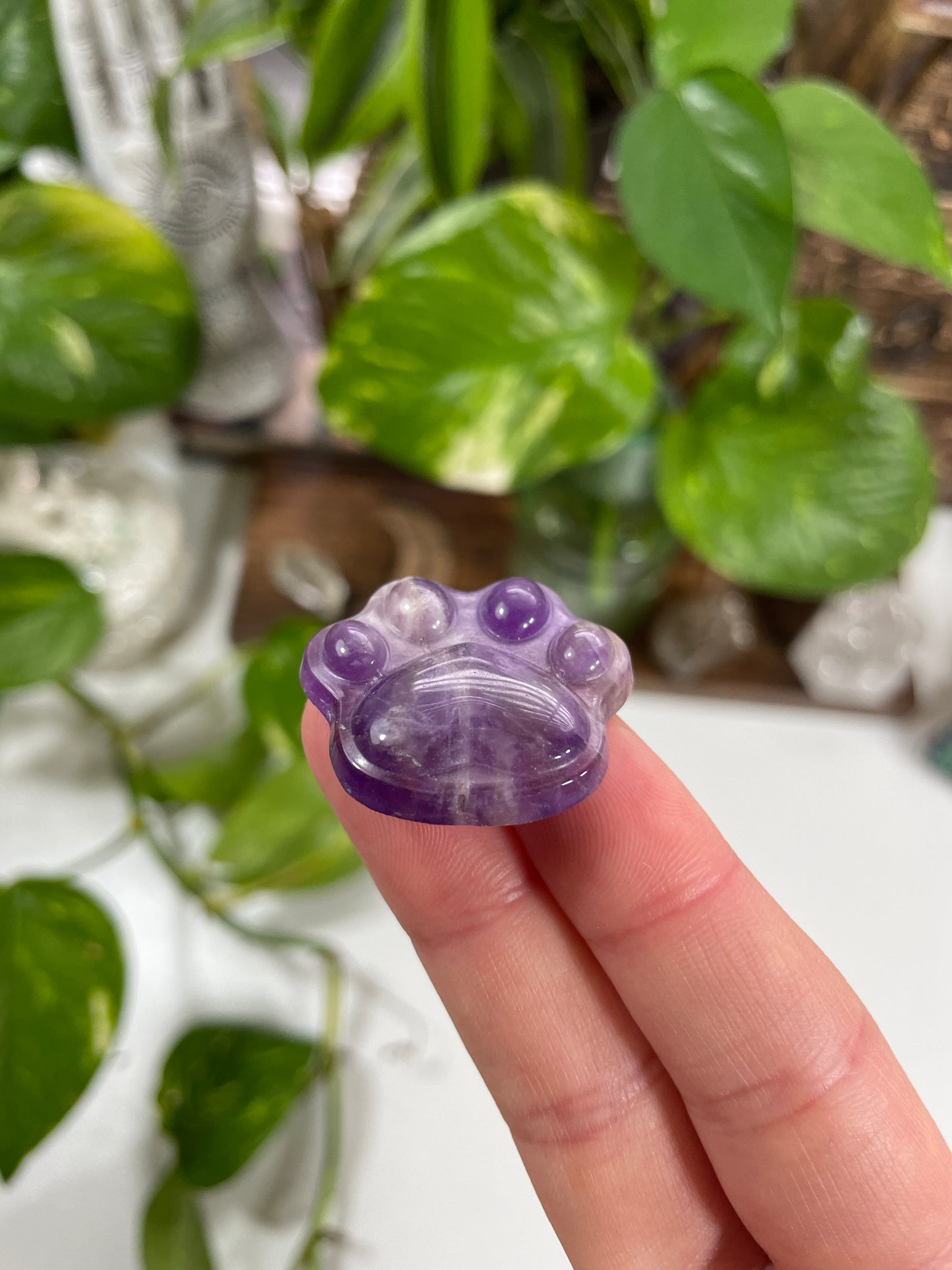 Amethyst Cat Paw Carving