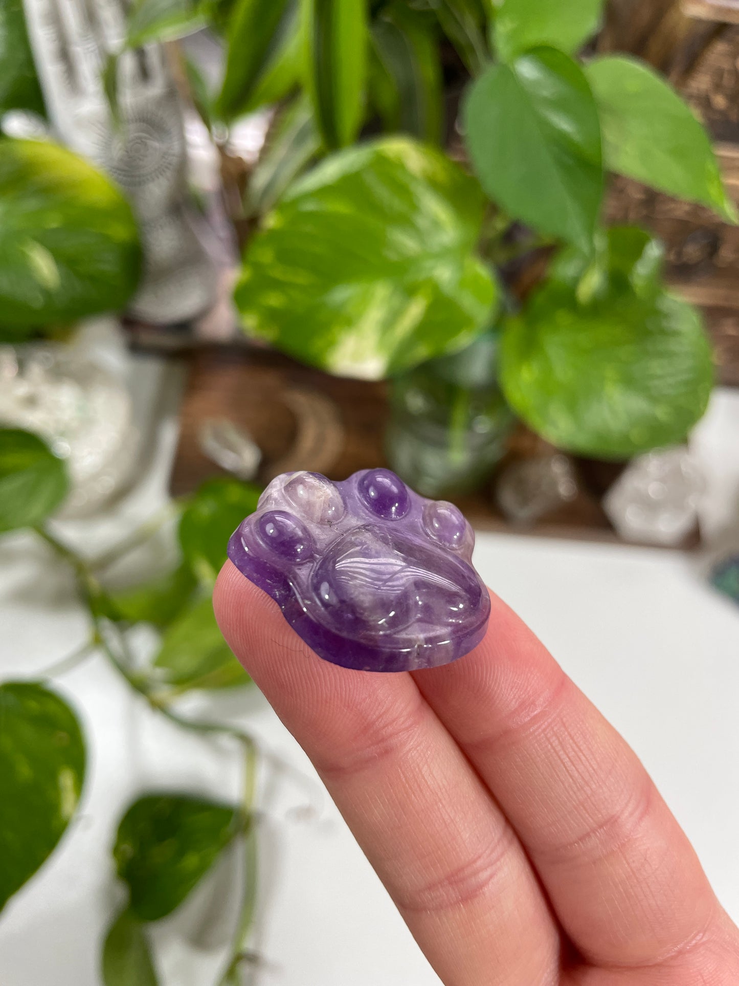 Amethyst Cat Paw Carving