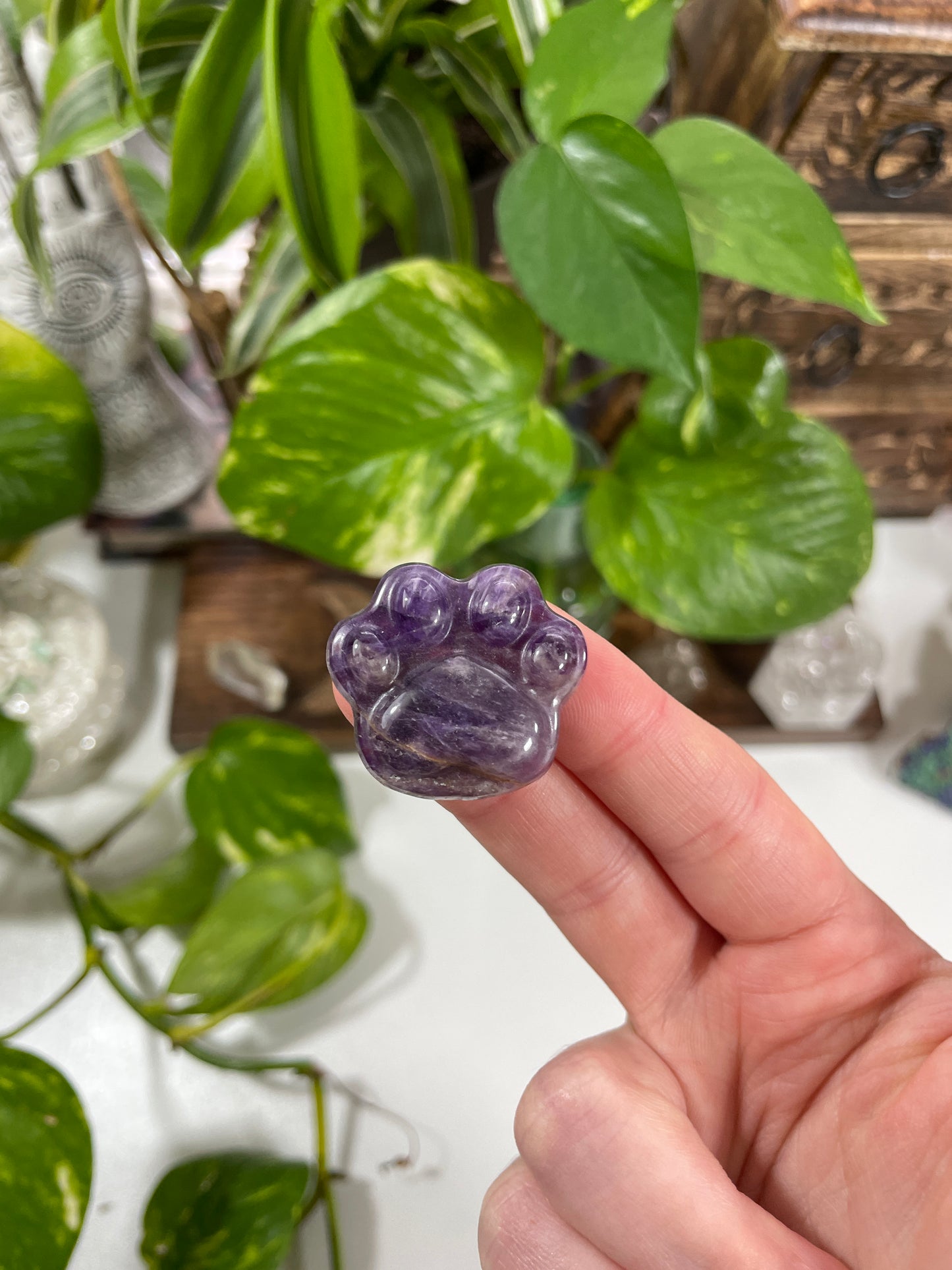 Amethyst Cat Paw Carving