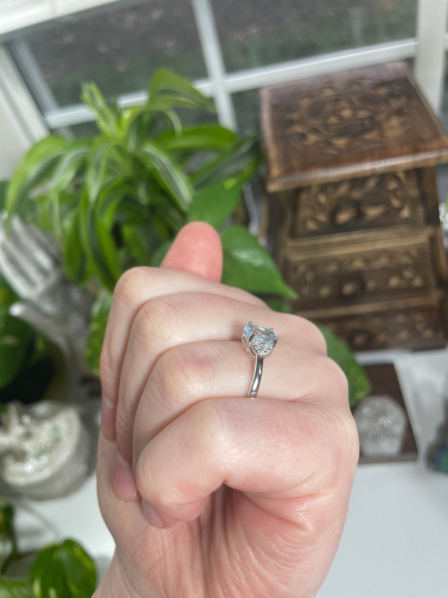Faceted Aquamarine Ring