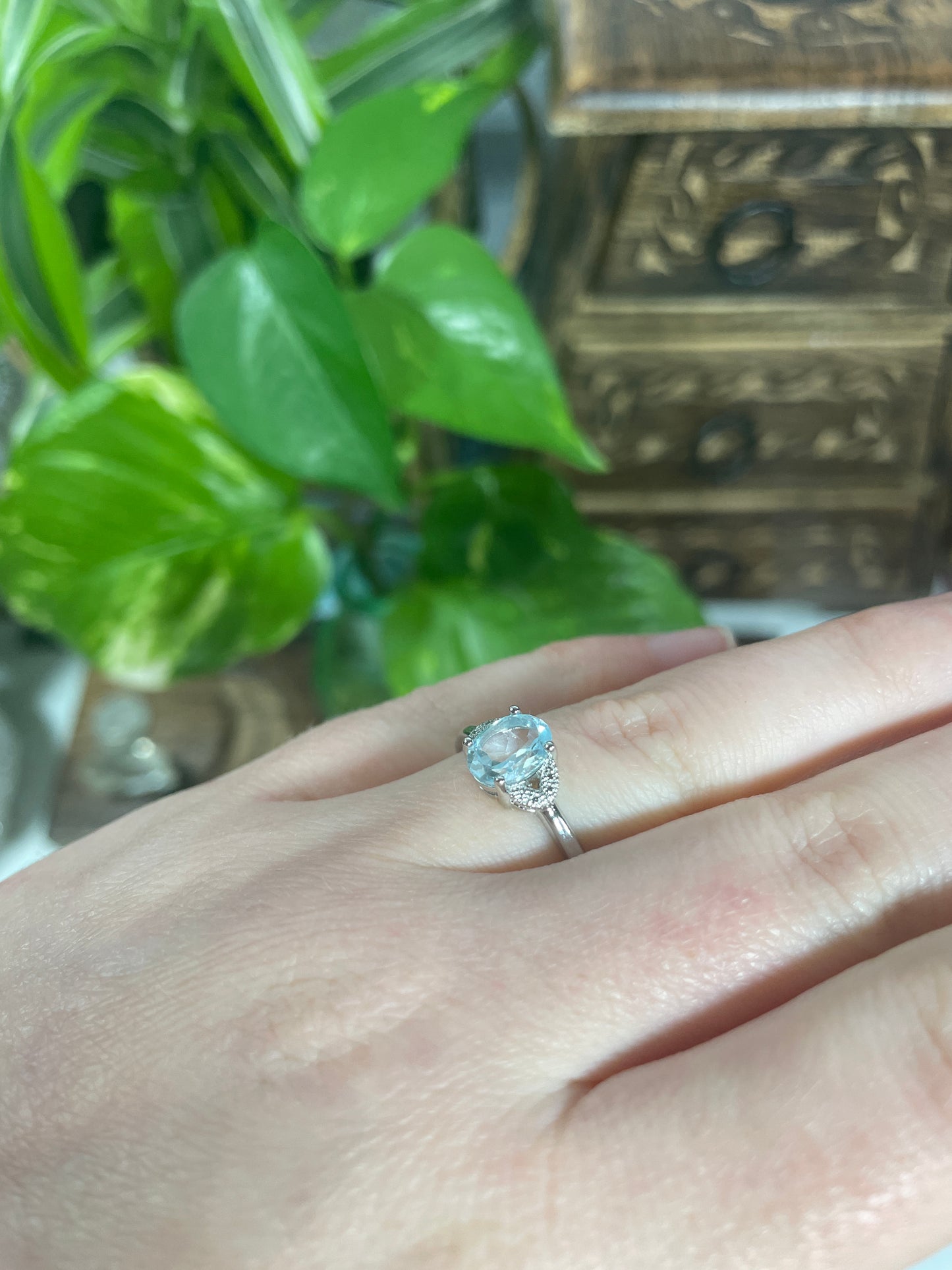Faceted Aquamarine Ring