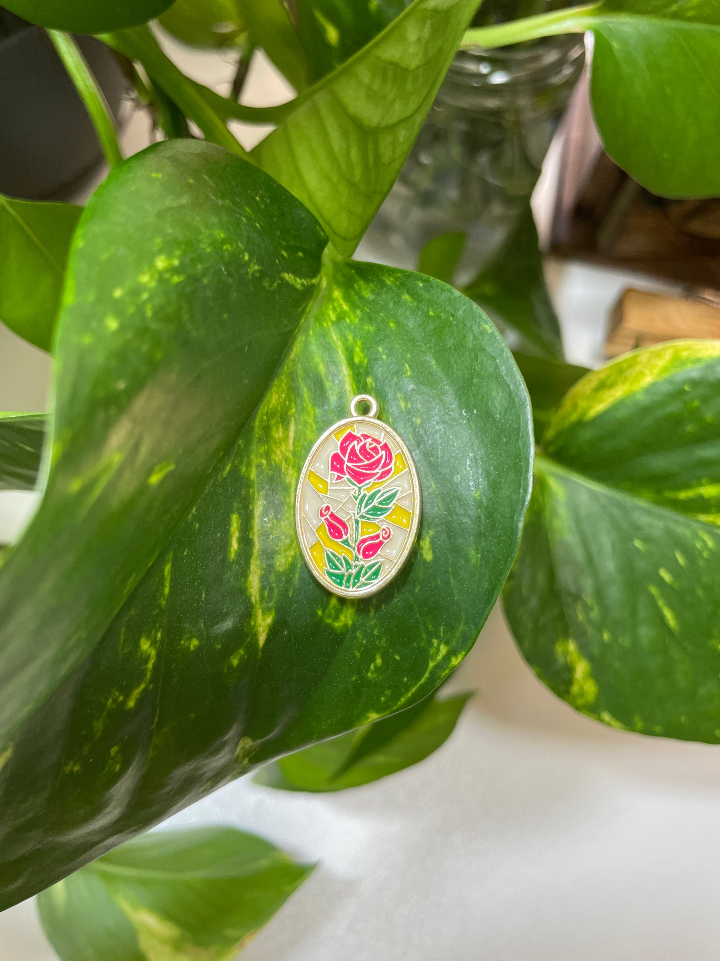 Rose Stained Glass Charm
