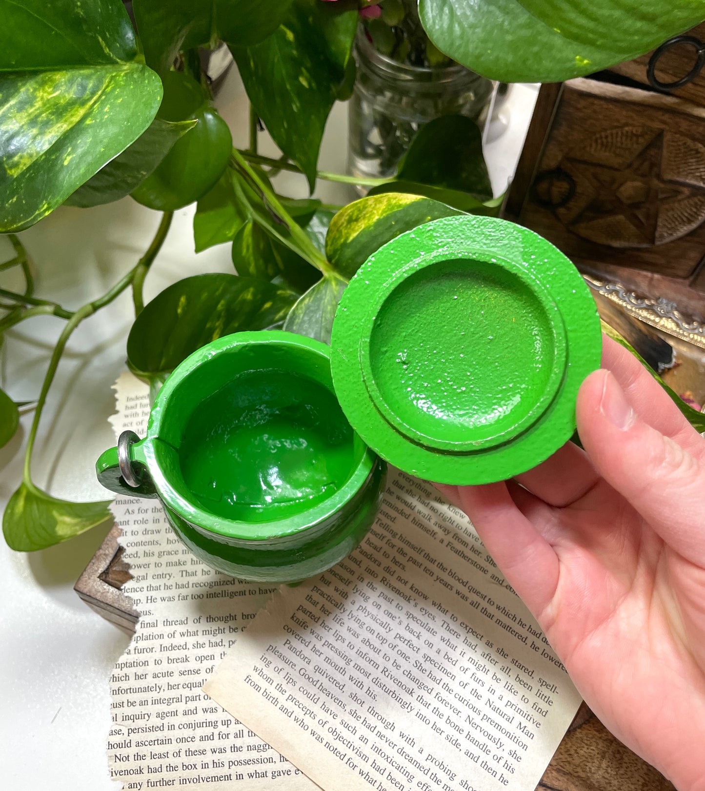 Green Cast Iron Cauldron