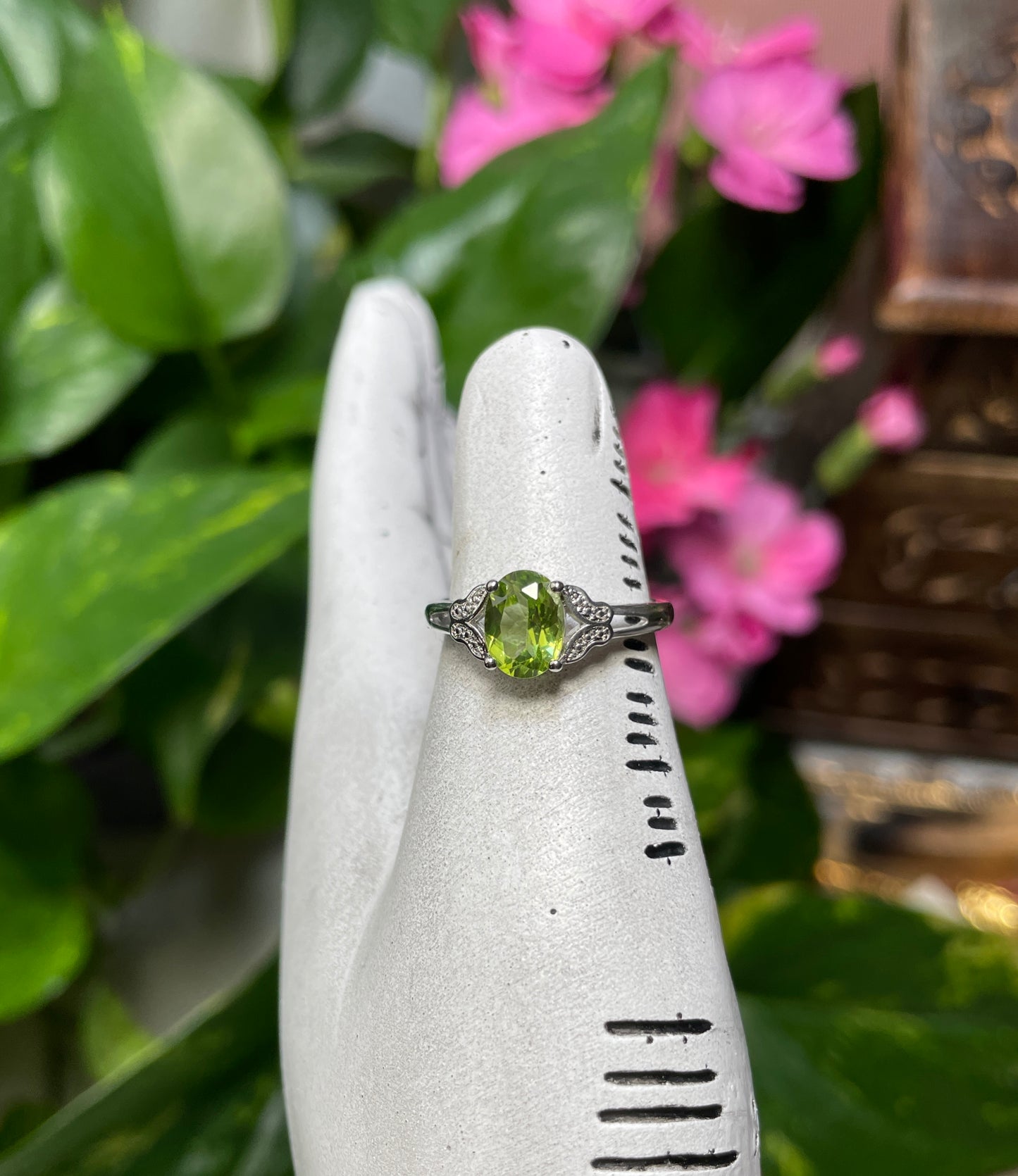 Faceted Peridot Ring