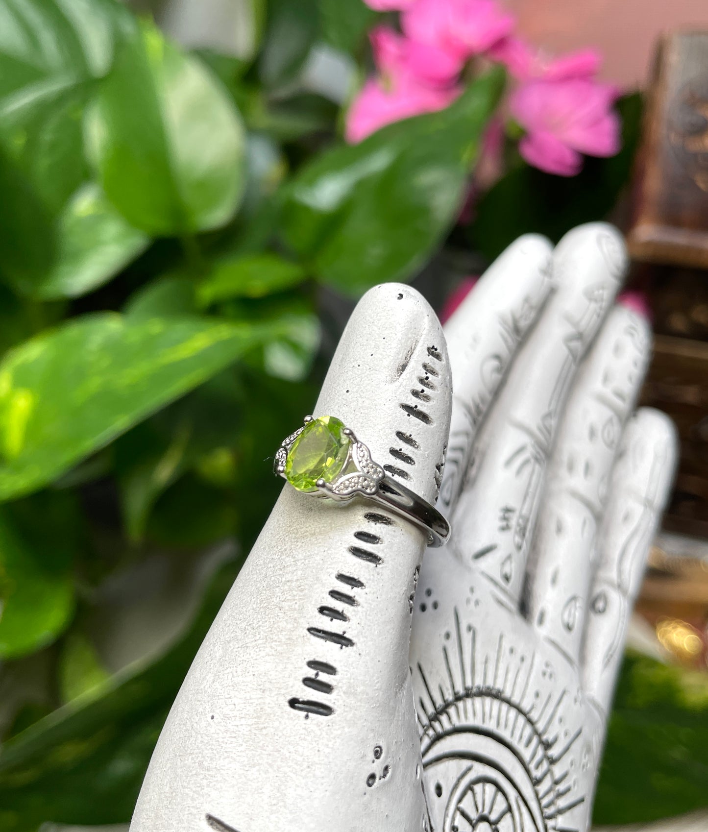 Faceted Peridot Ring