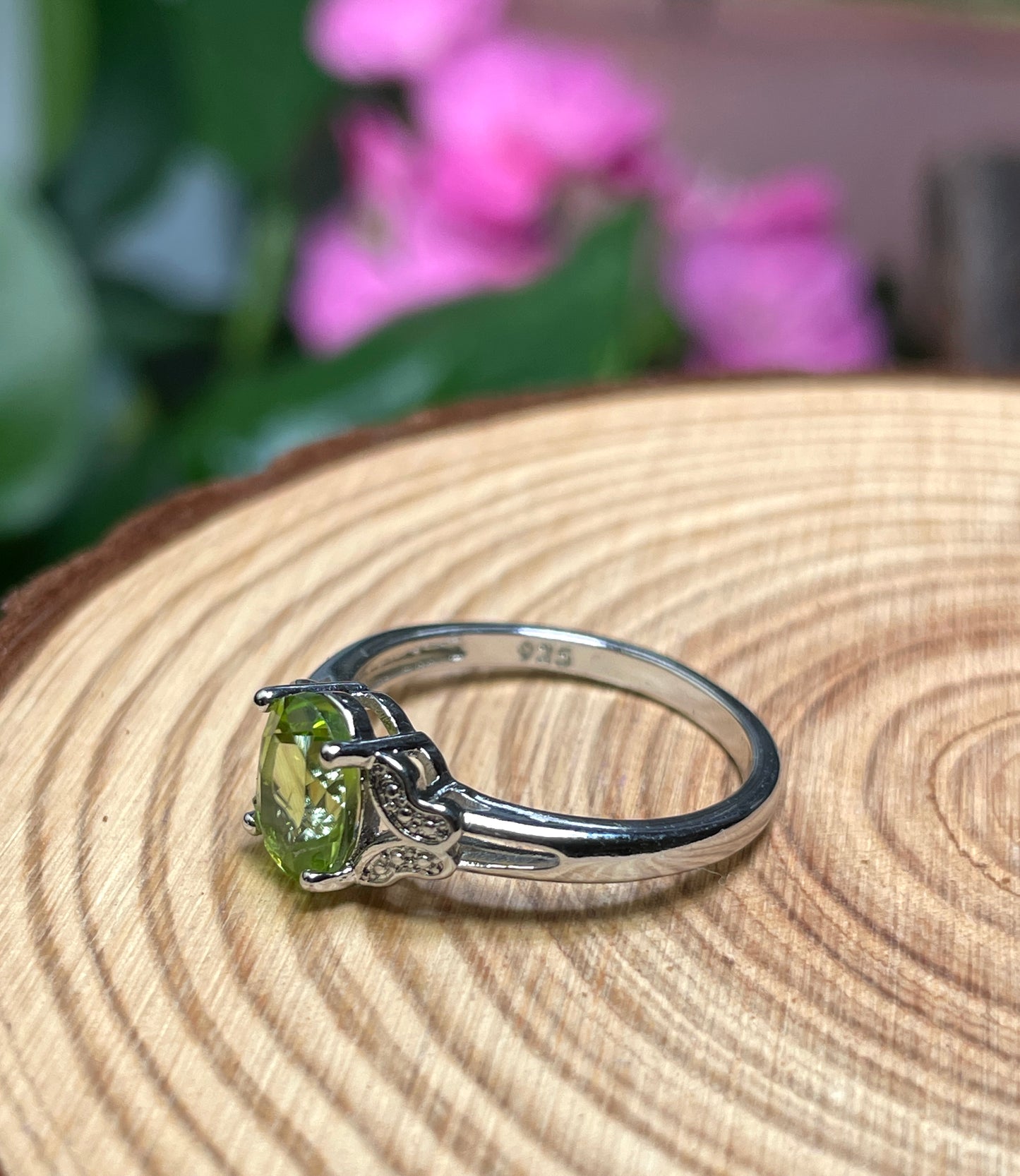Faceted Peridot Ring