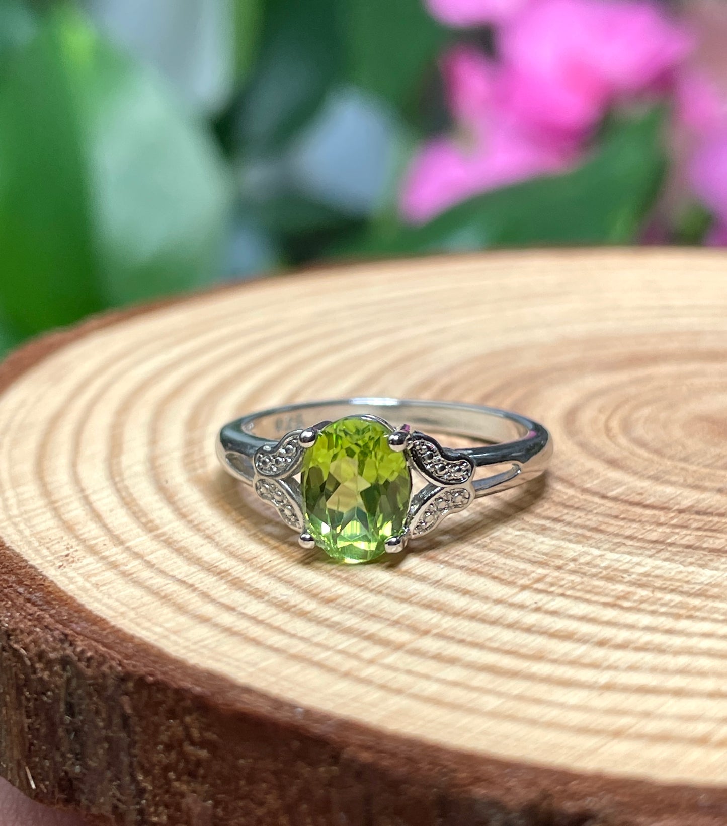 Faceted Peridot Ring