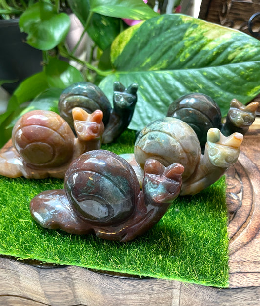 Ocean Jasper Snail Carving