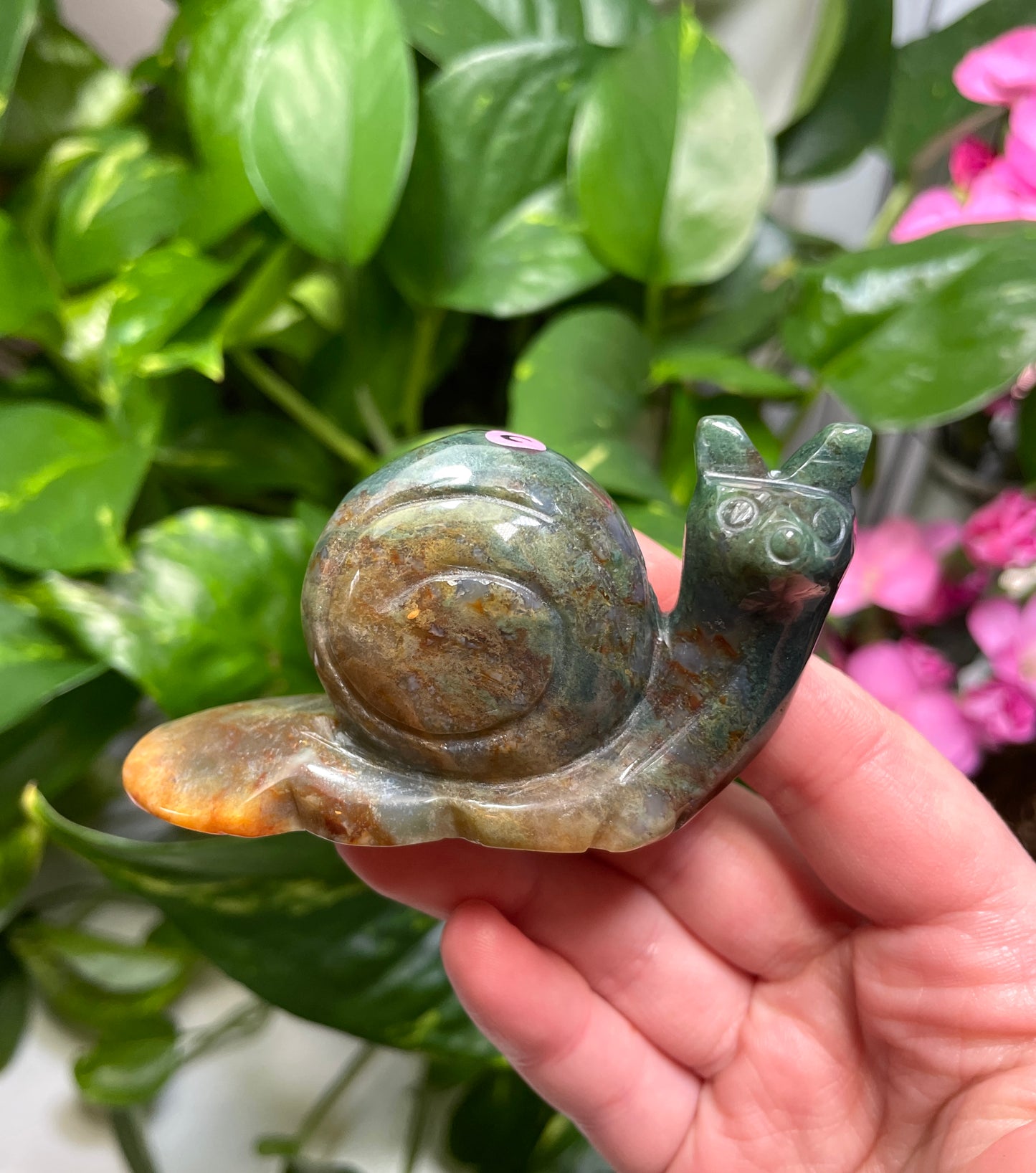 Ocean Jasper Snail Carving