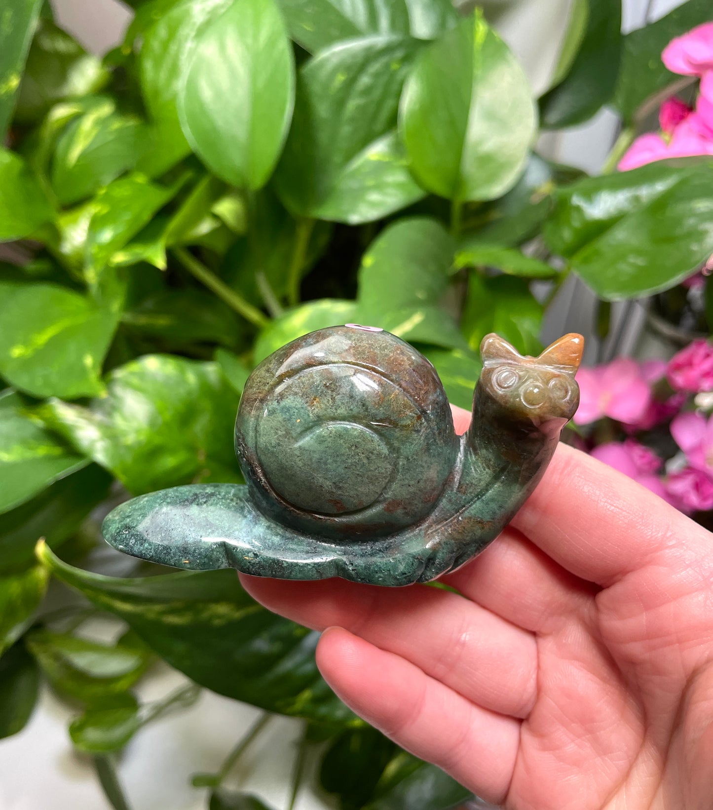 Ocean Jasper Snail Carving