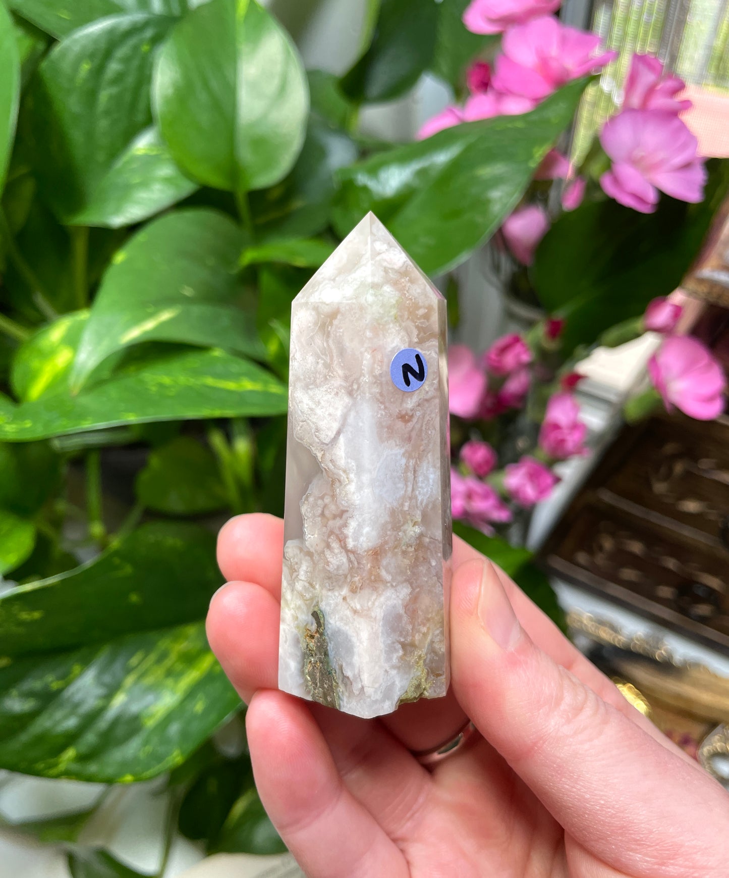Flower Agate Crystal Point