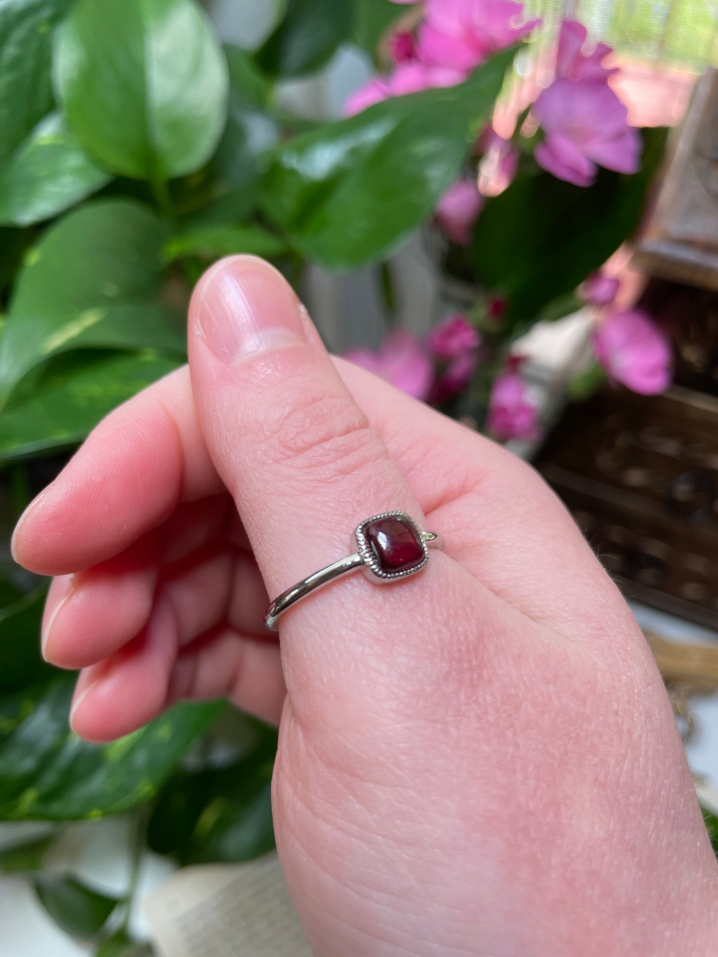 Garnet Square Ring