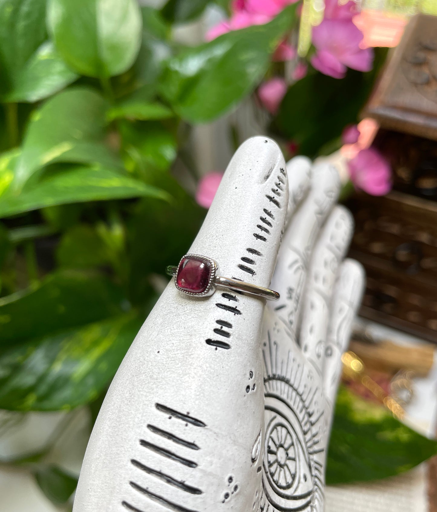 Garnet Square Ring