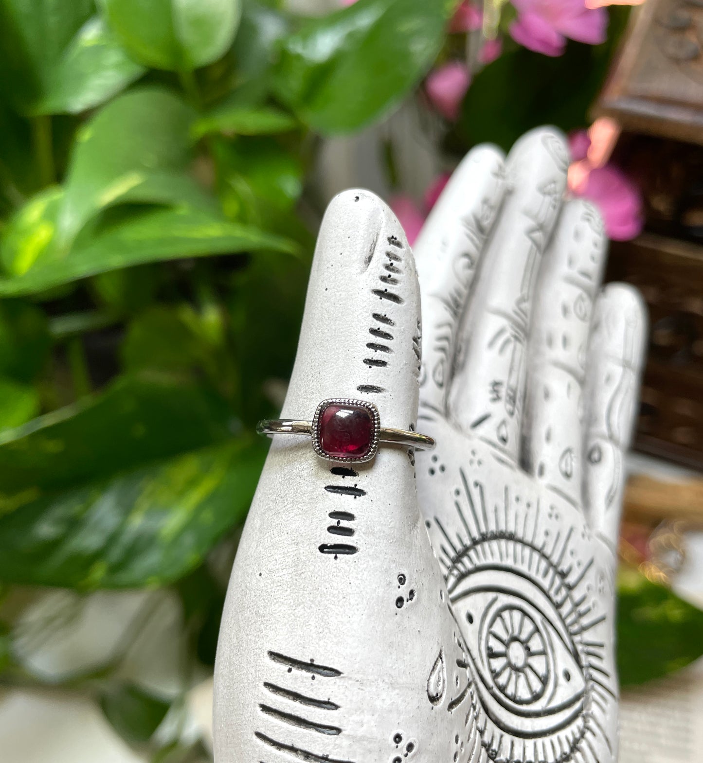 Garnet Square Ring