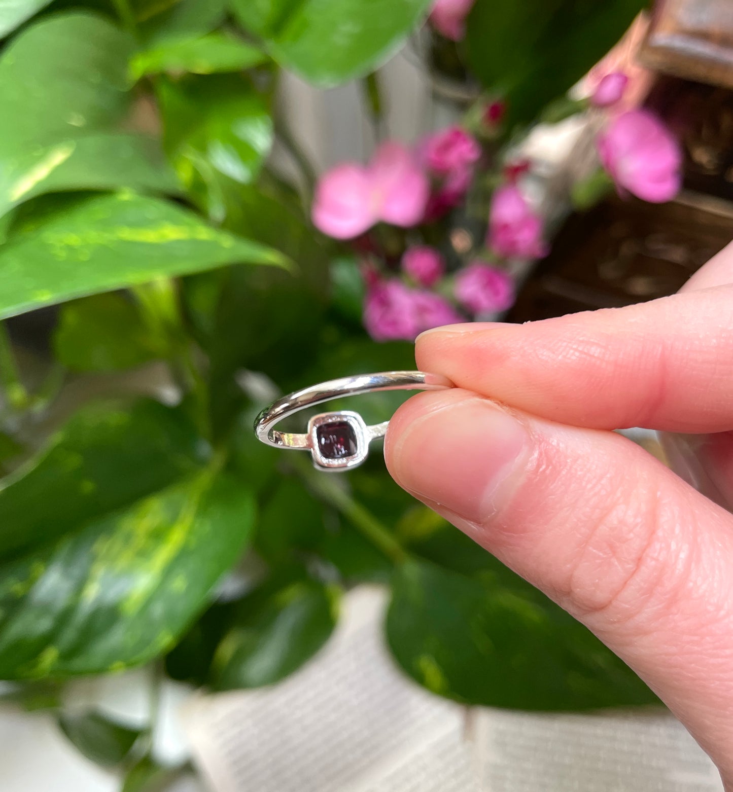 Garnet Square Ring
