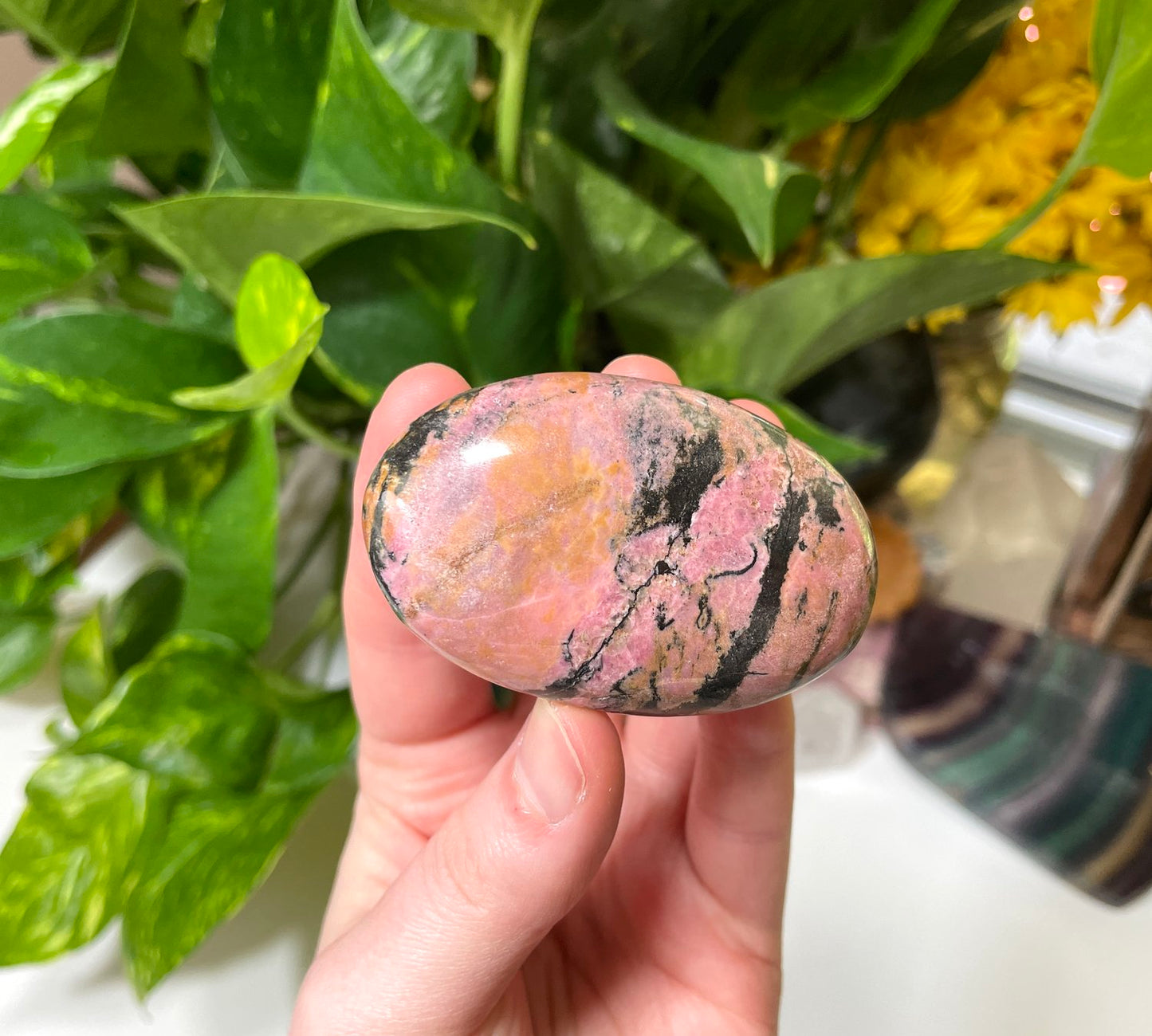 Rhodonite Palm Stone