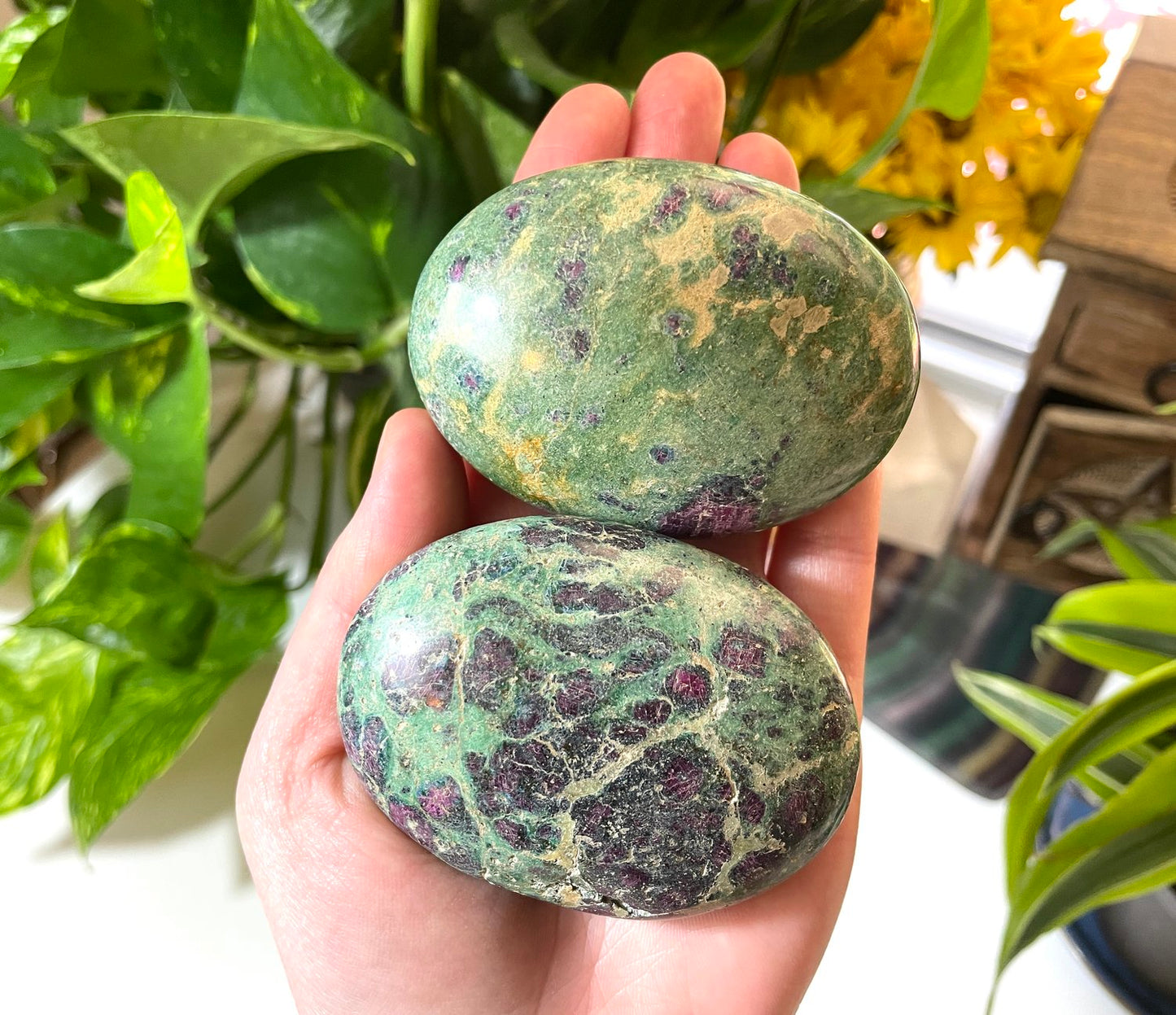 Ruby in Fuchsite Palm Stone