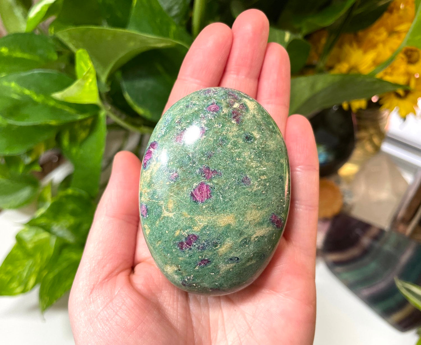 Ruby in Fuchsite Palm Stone