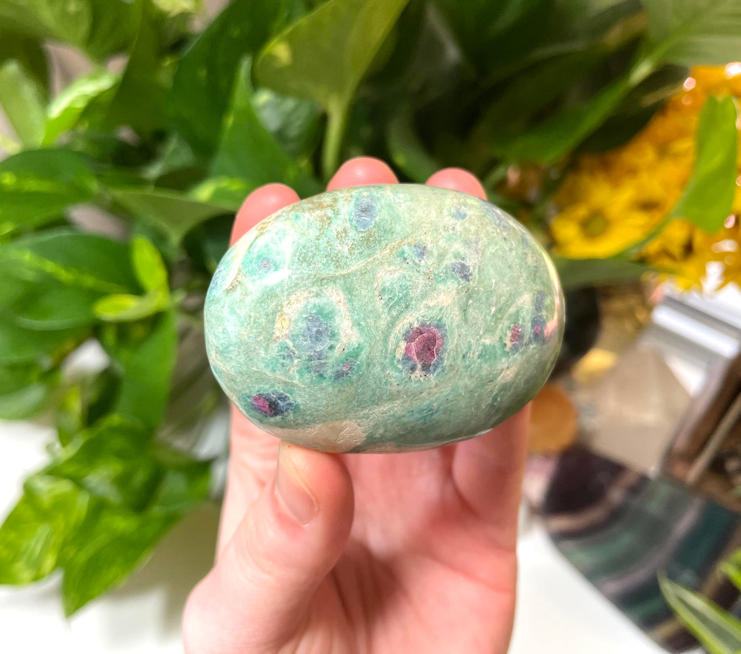 Ruby in Fuchsite Palm Stone