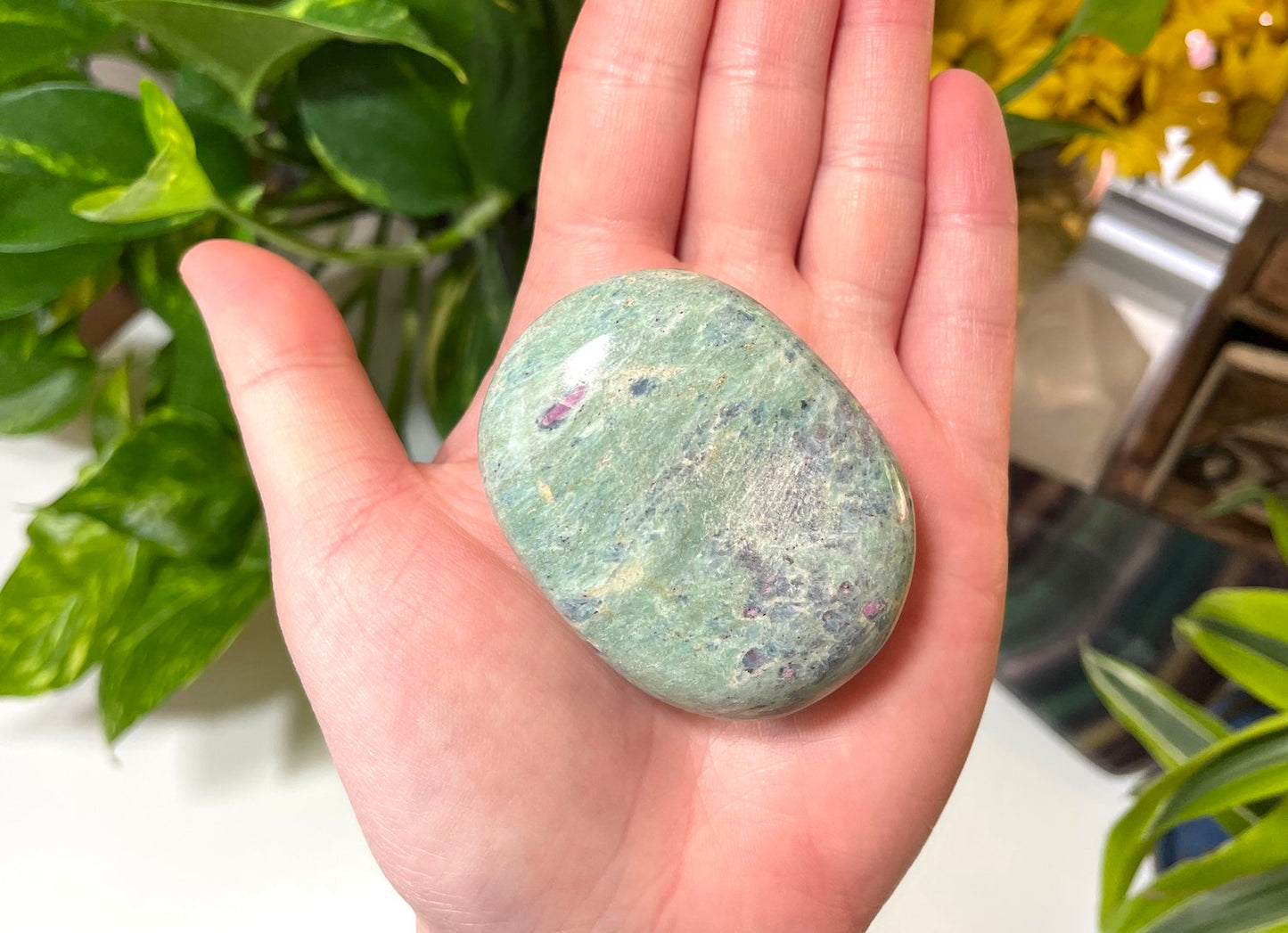 Ruby in Fuchsite Palm Stone