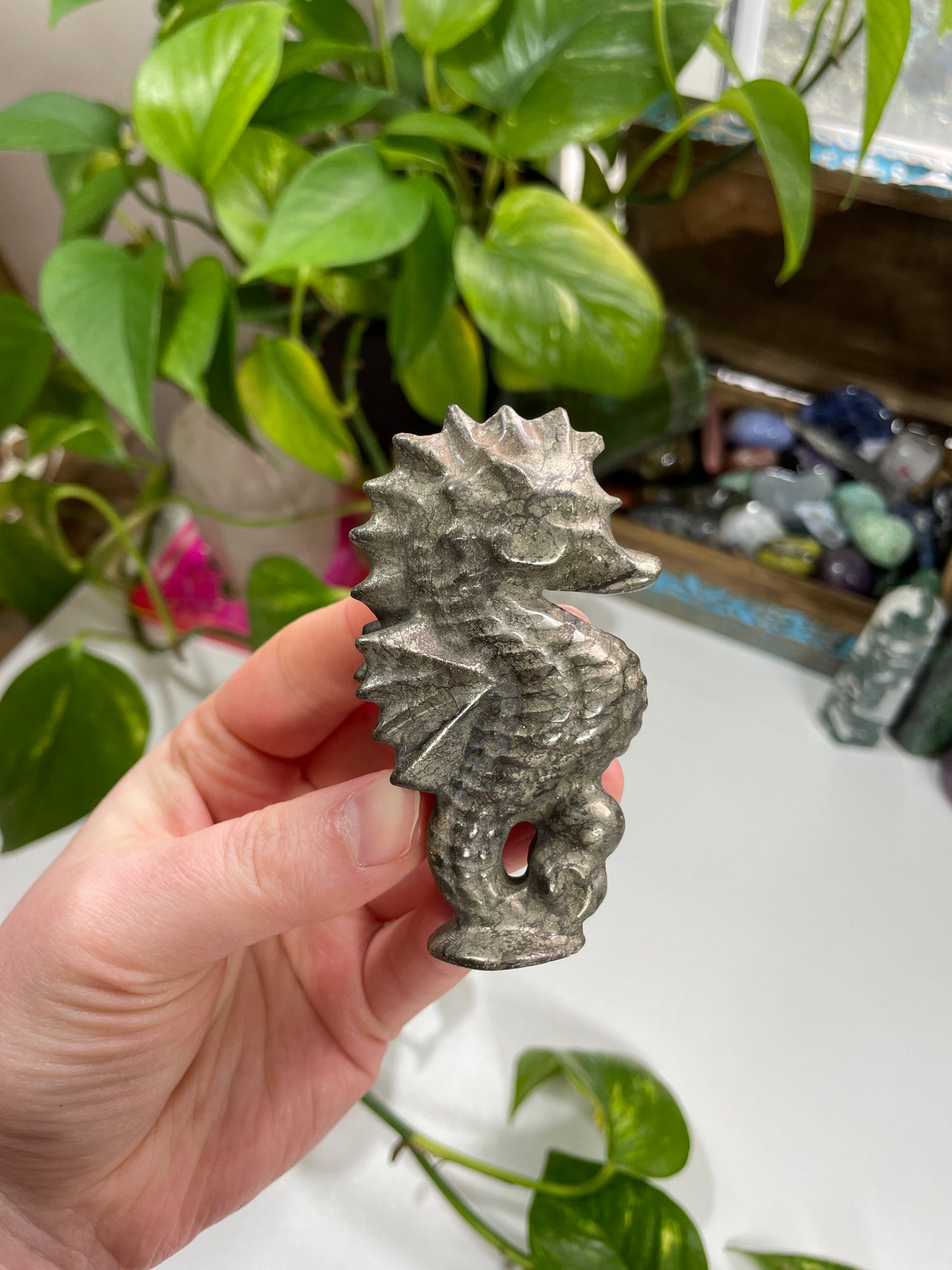 Pyrite Seahorse Carving