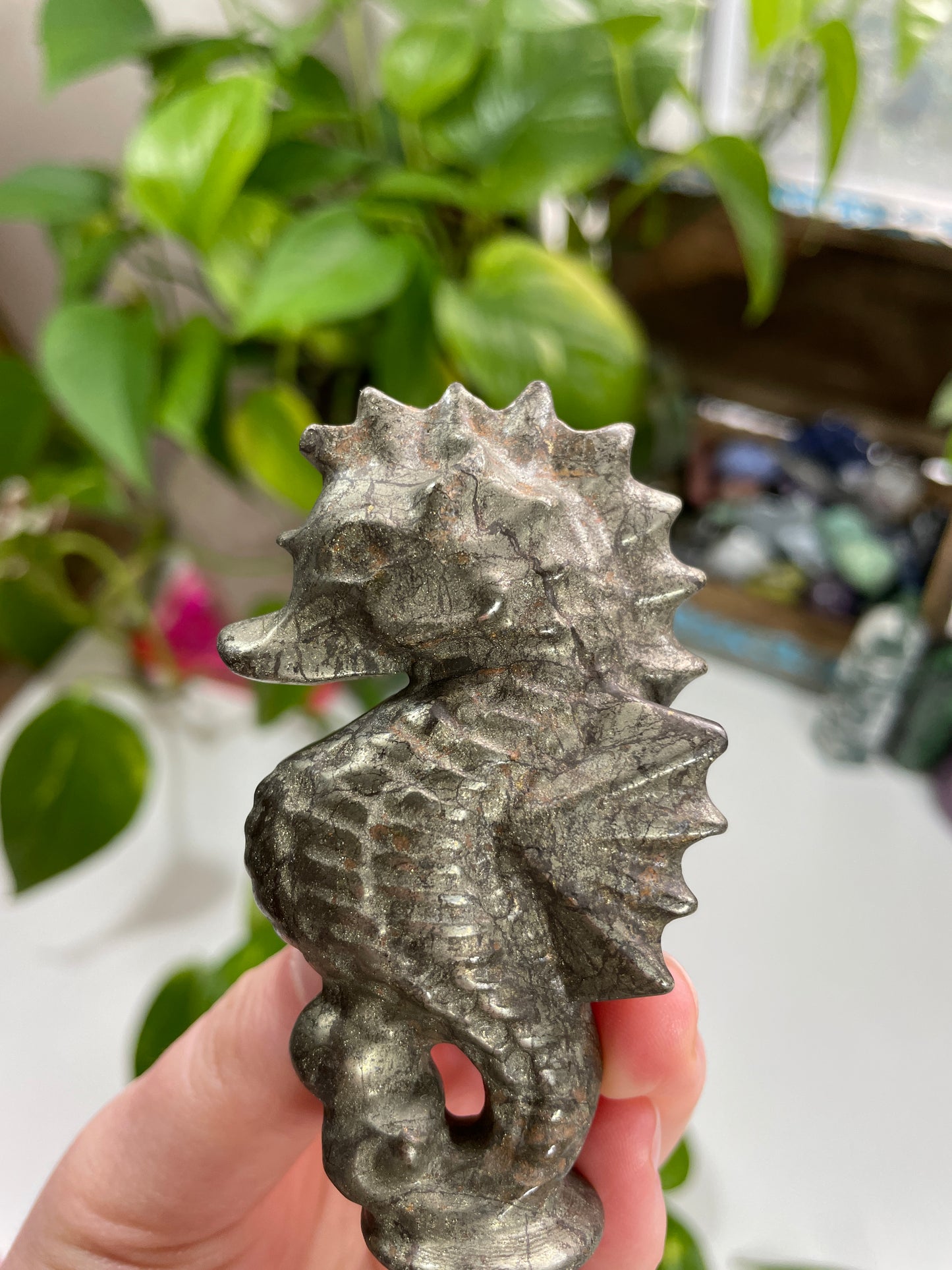 Pyrite Seahorse Carving