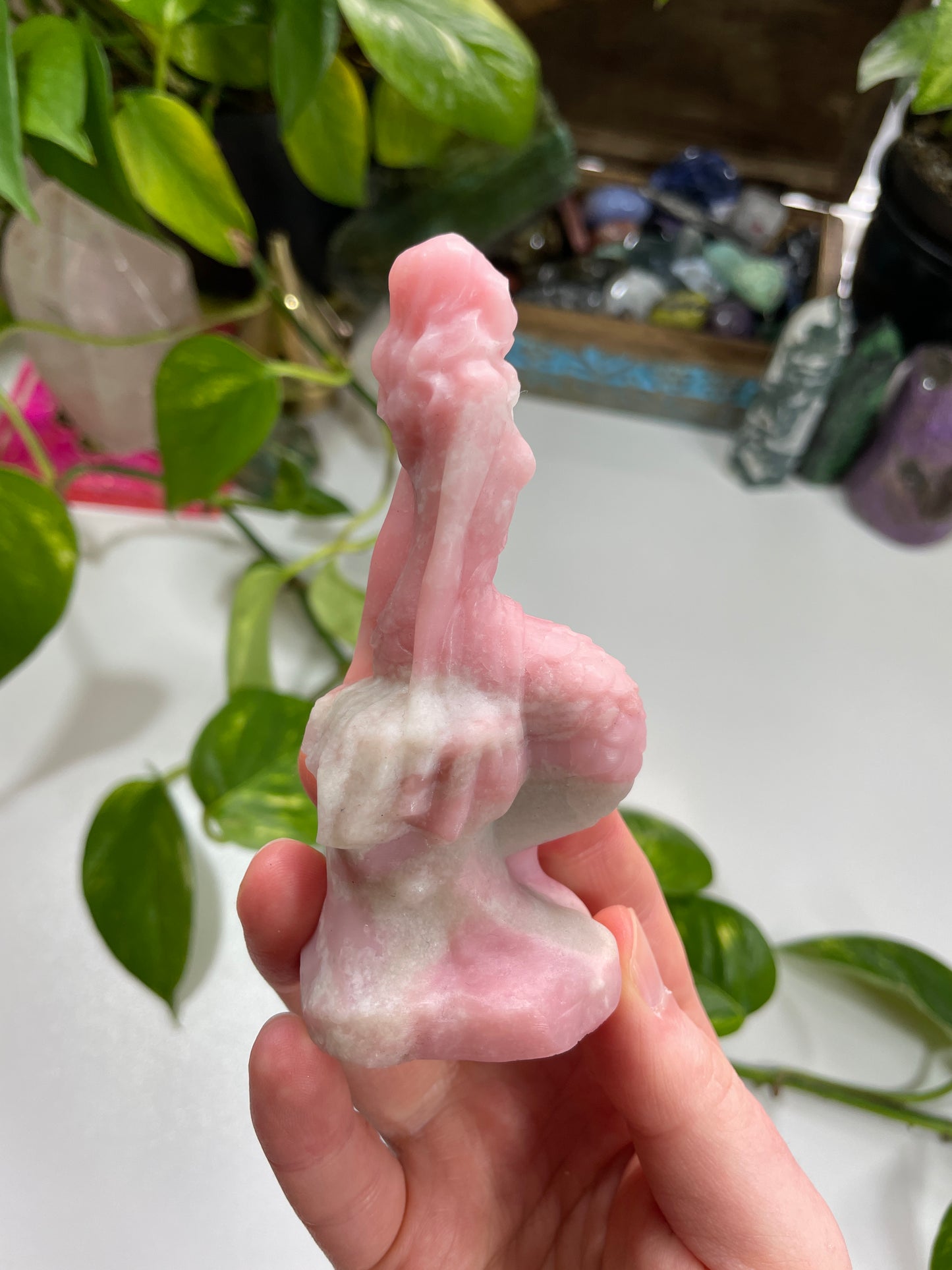 Pink Opal Mermaid Carving