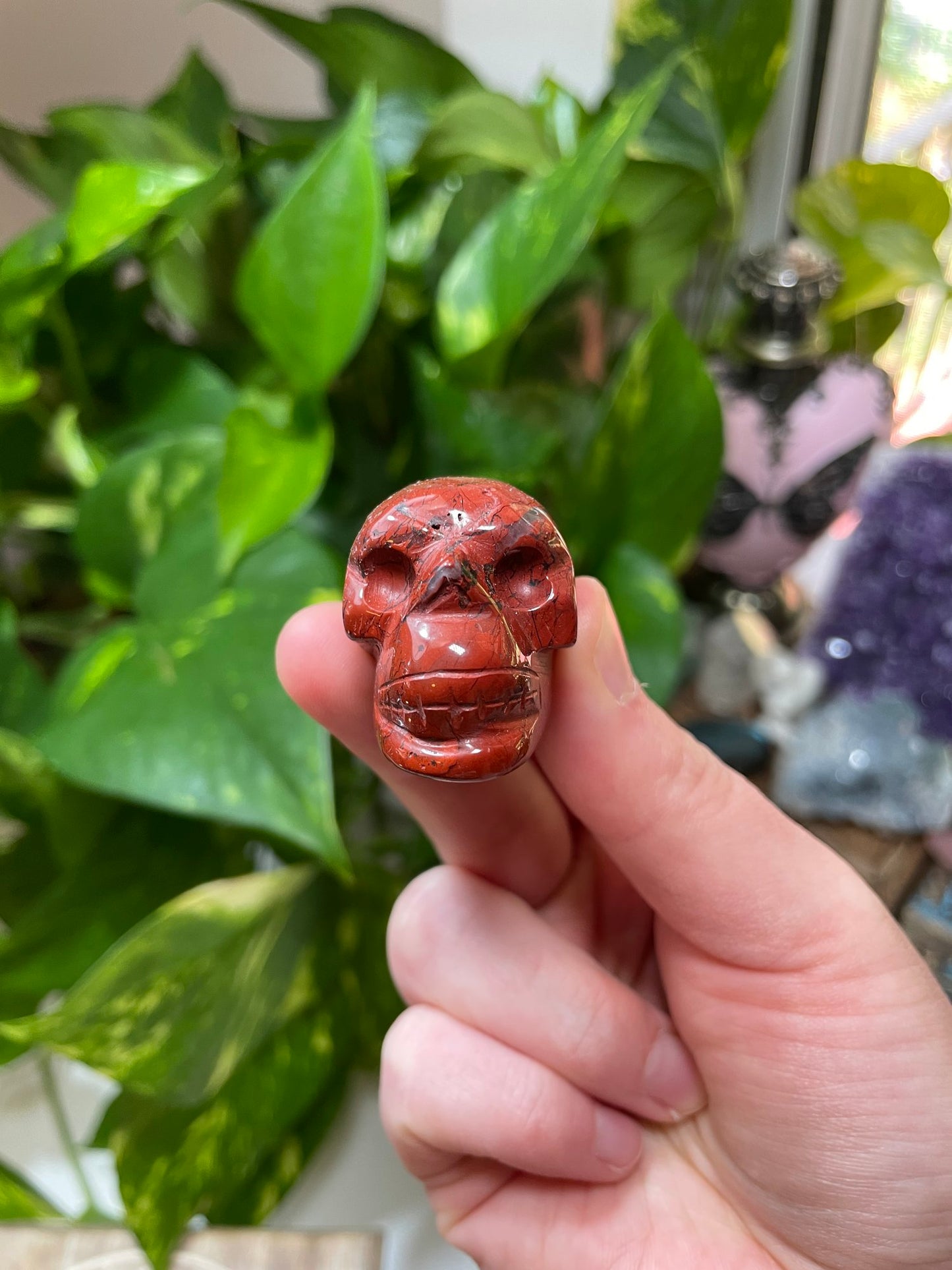 Red Jasper Skull Crystal Carving