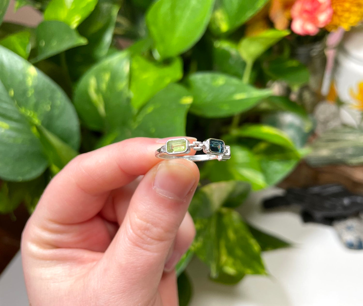 Peridot Topaz Amethyst Ring