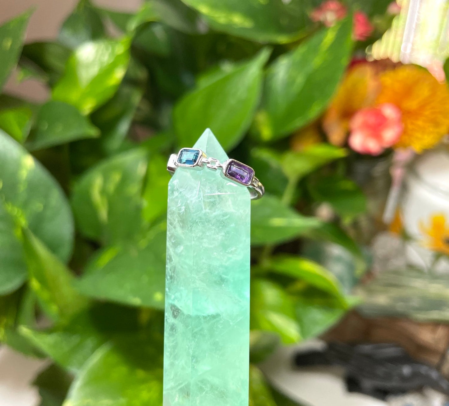 Peridot Topaz Amethyst Ring