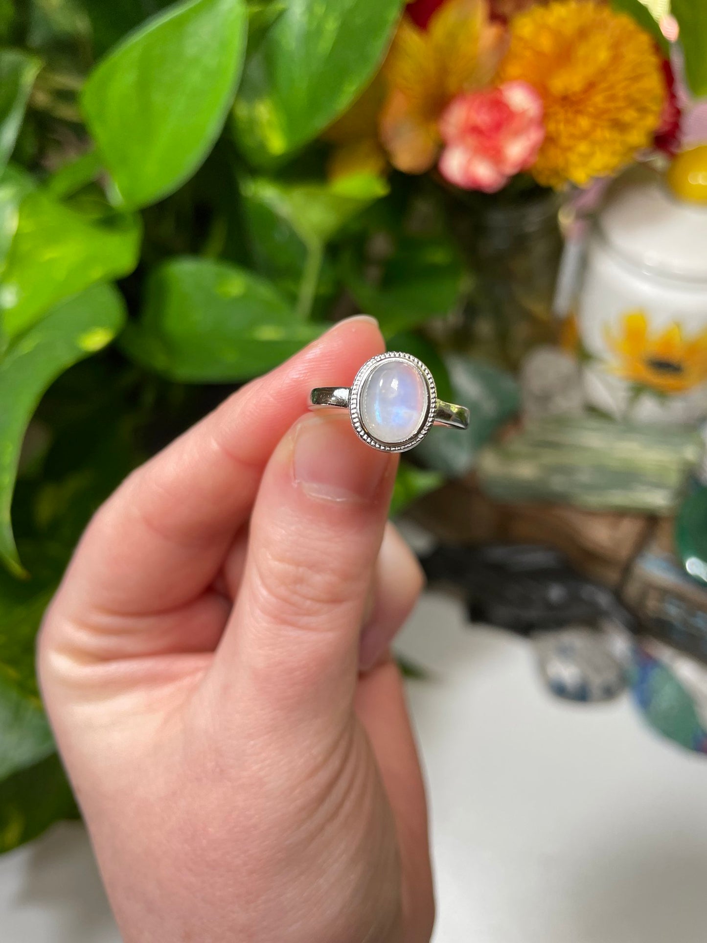 Rainbow Moonstone Ring
