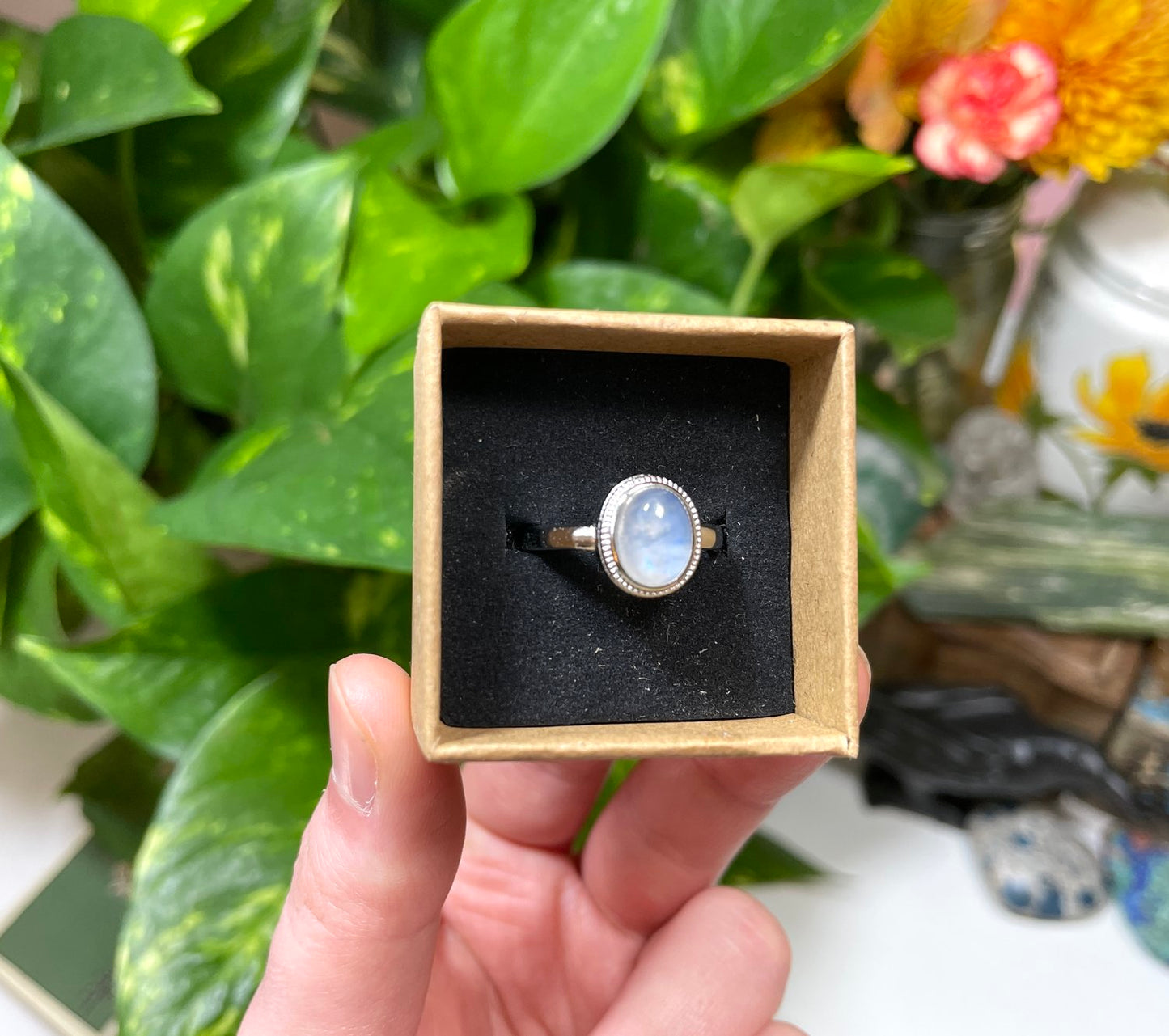 Rainbow Moonstone Ring