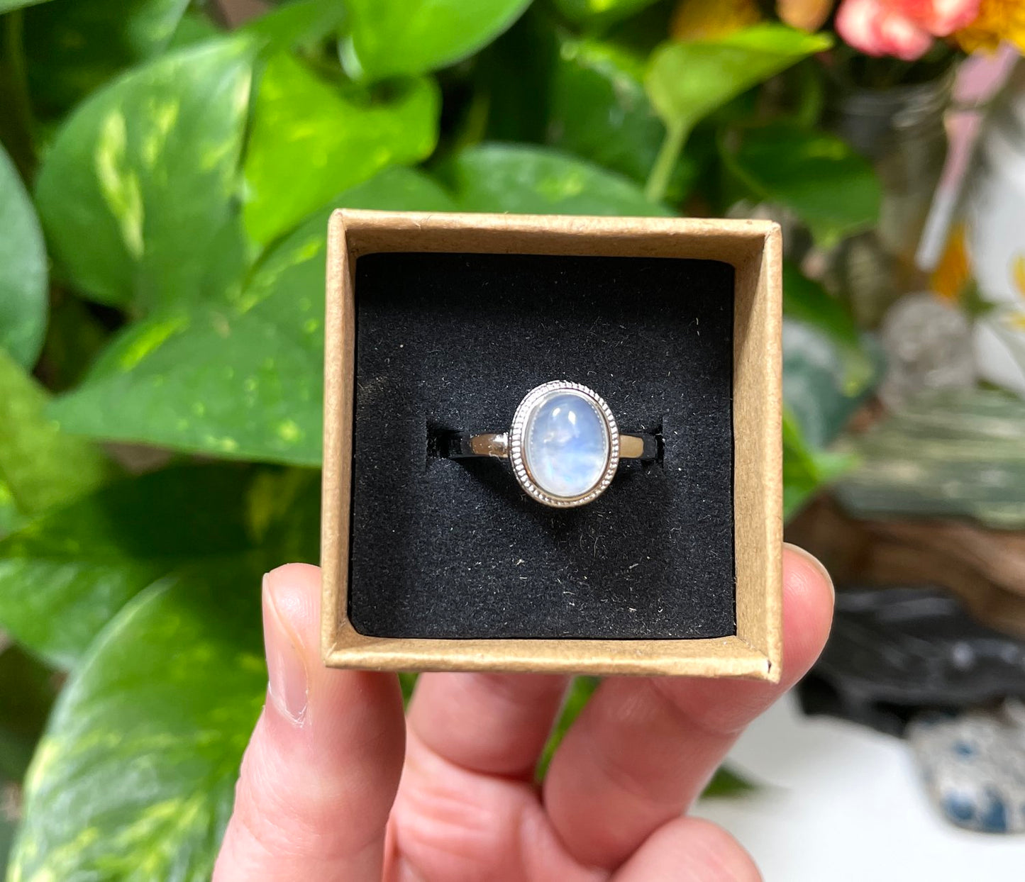 Rainbow Moonstone Ring