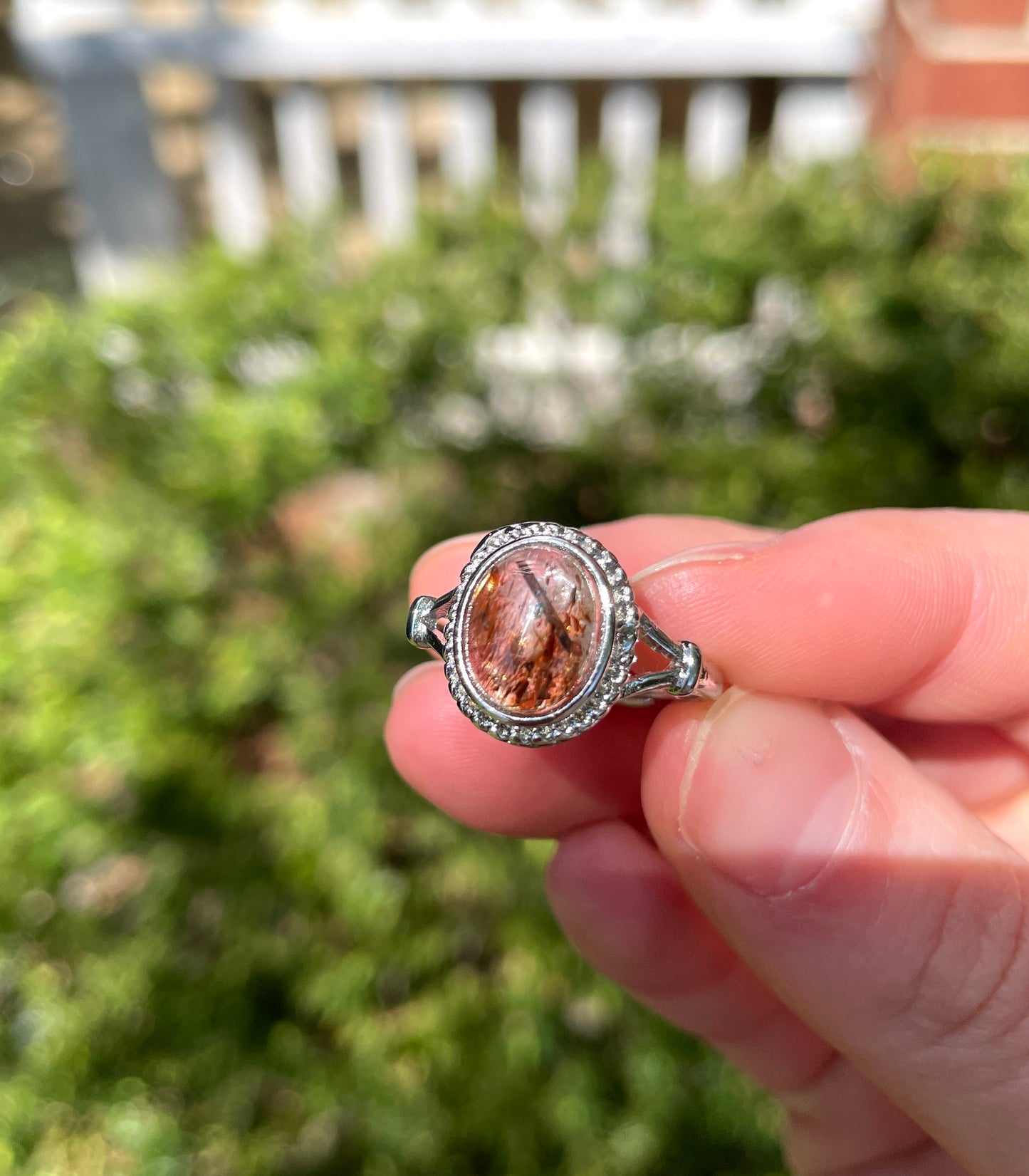 Golden Thread Rutilated Quartz Crystal Ring