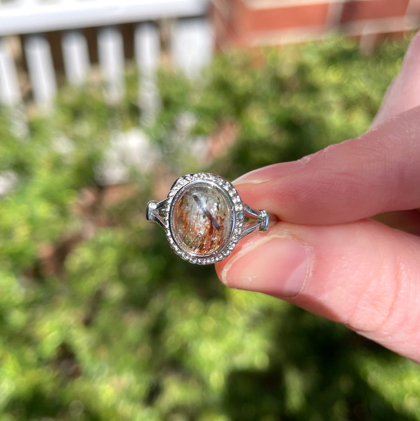 Golden Thread Rutilated Quartz Crystal Ring