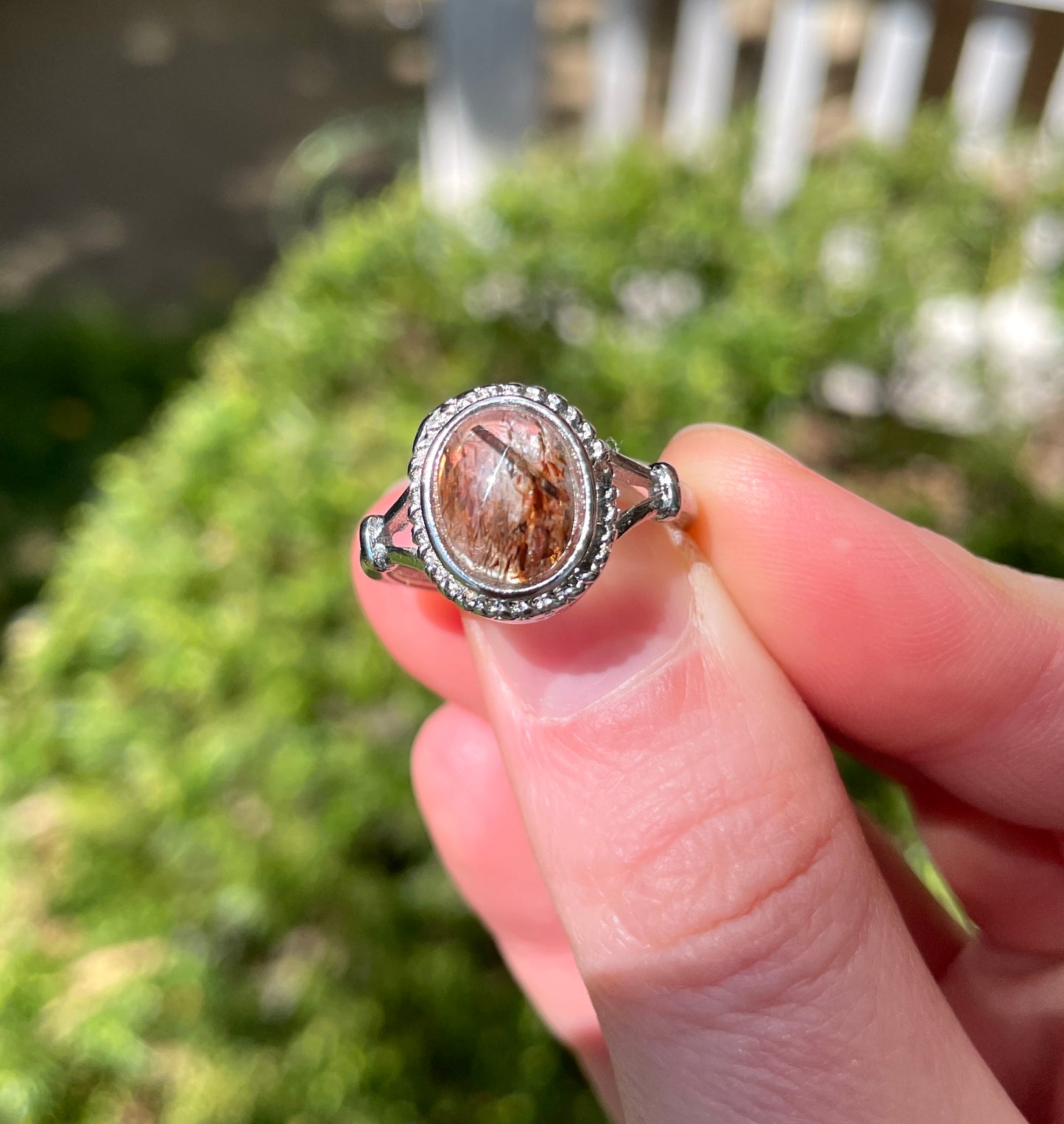 Golden Thread Rutilated Quartz Crystal Ring