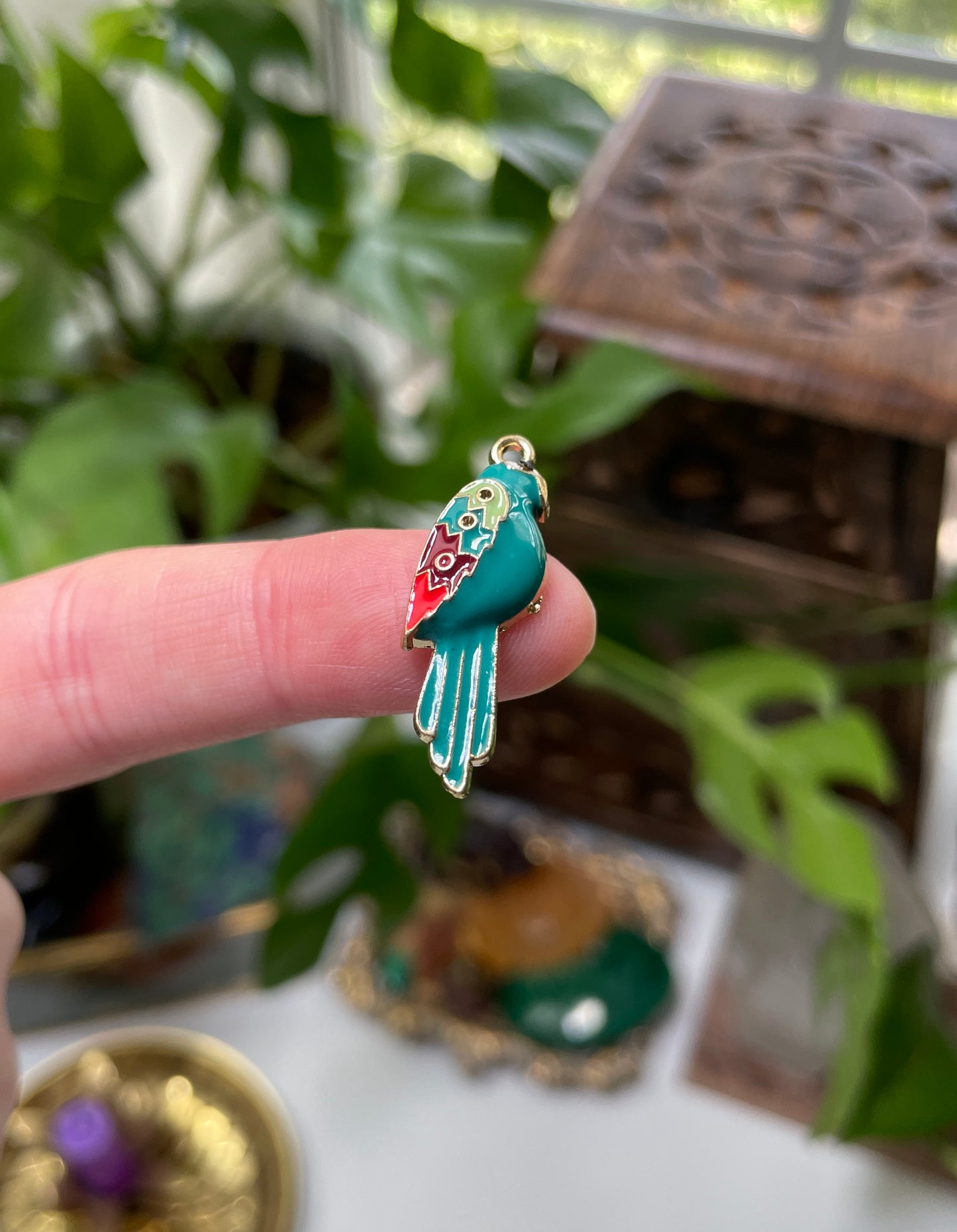 Teal Parrot Charm