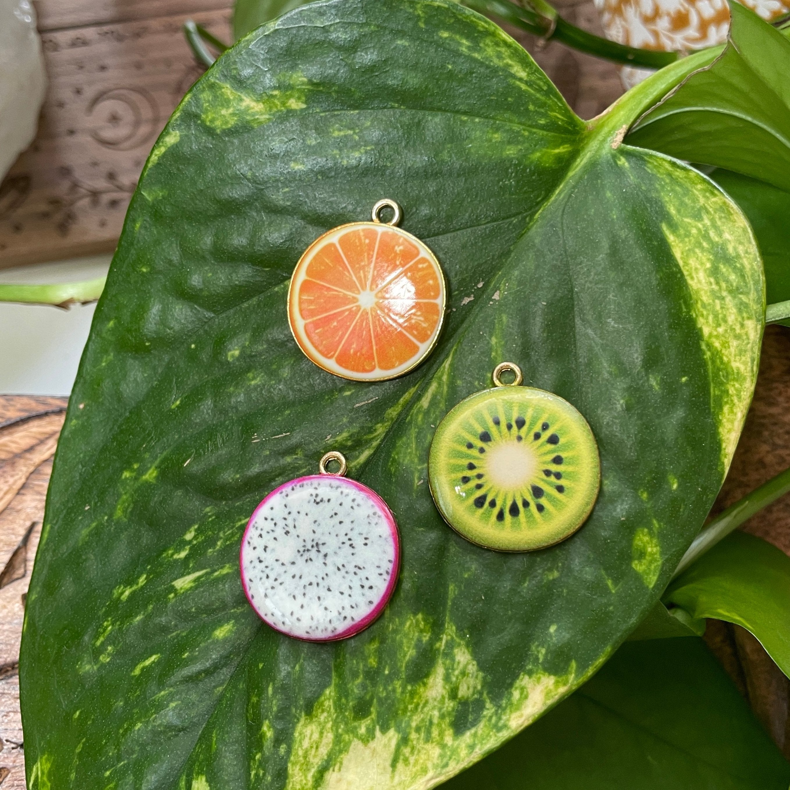 Fruit Enamel Charm – Emerald Lotus