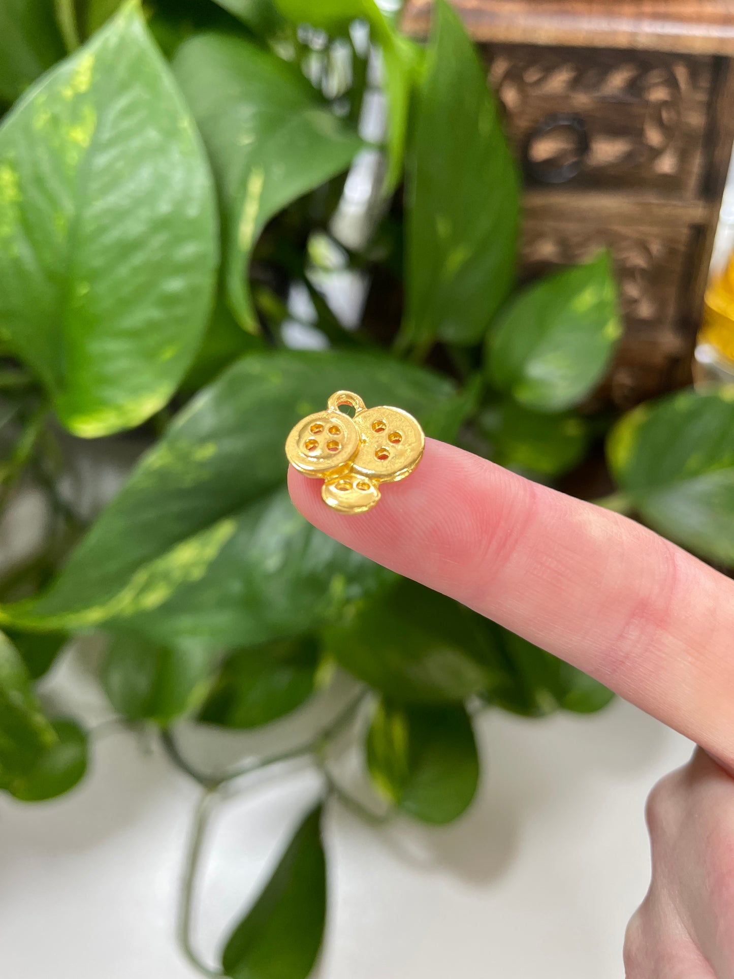 Gold 3 Button Charm