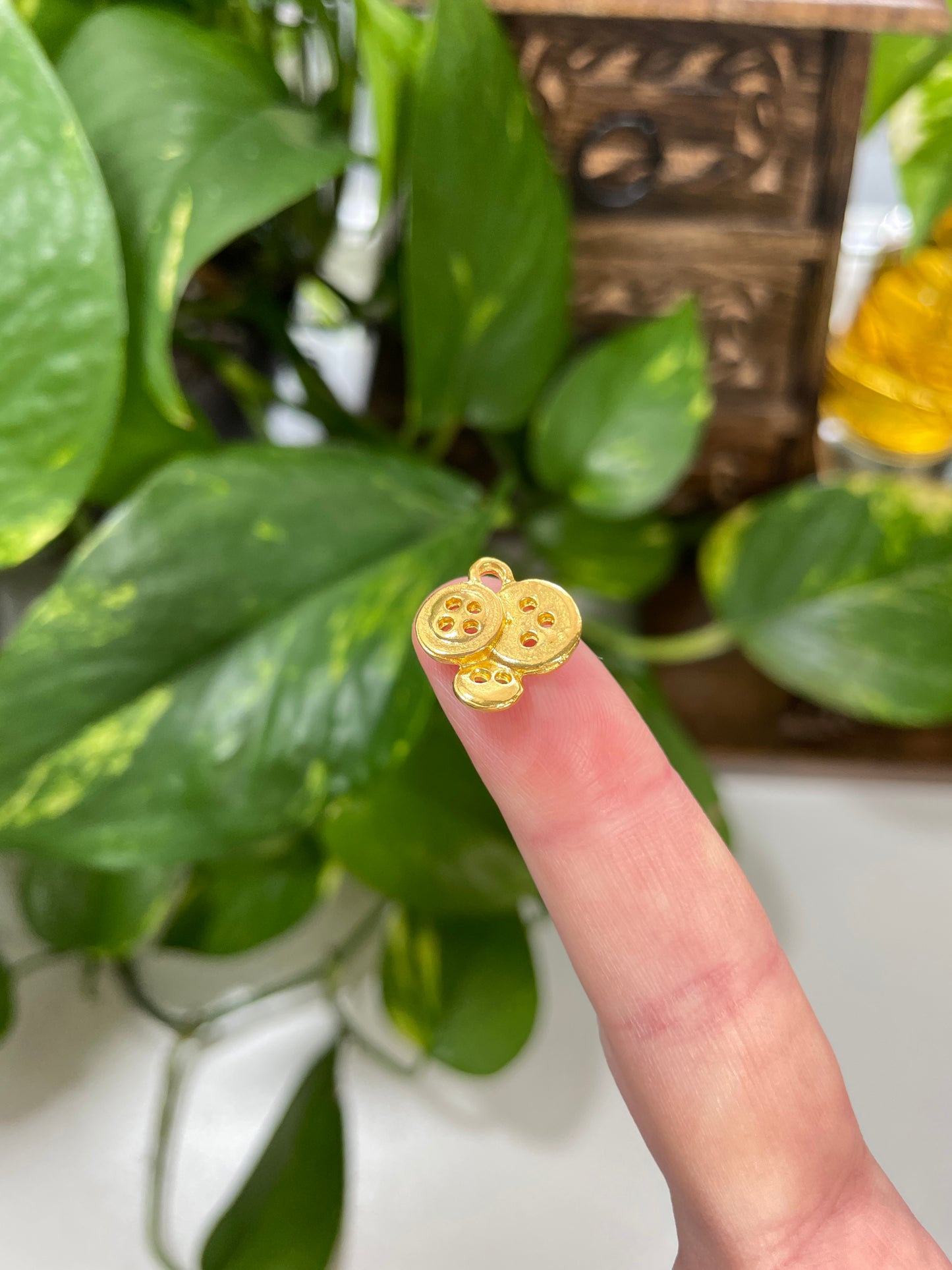 Gold 3 Button Charm