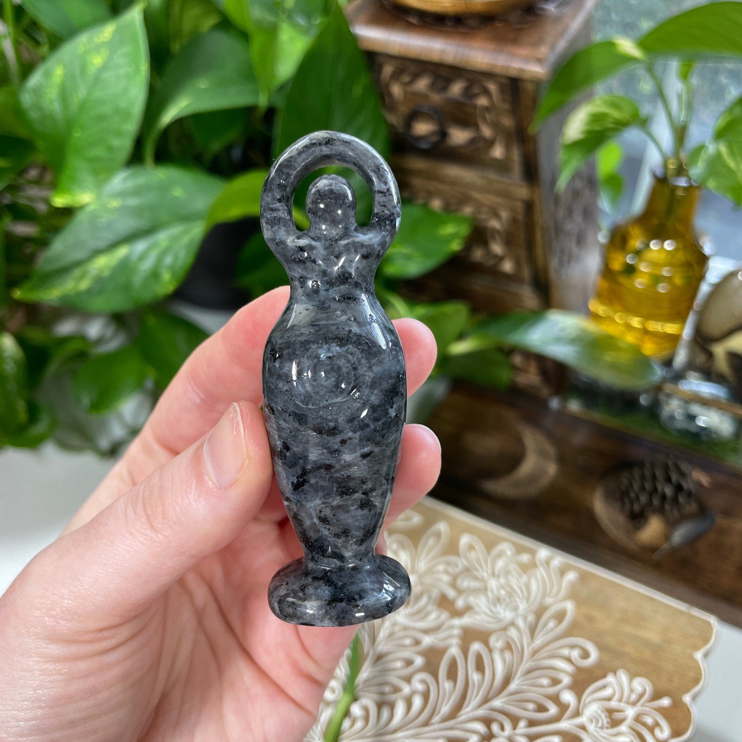 Larvikite Goddess Carving