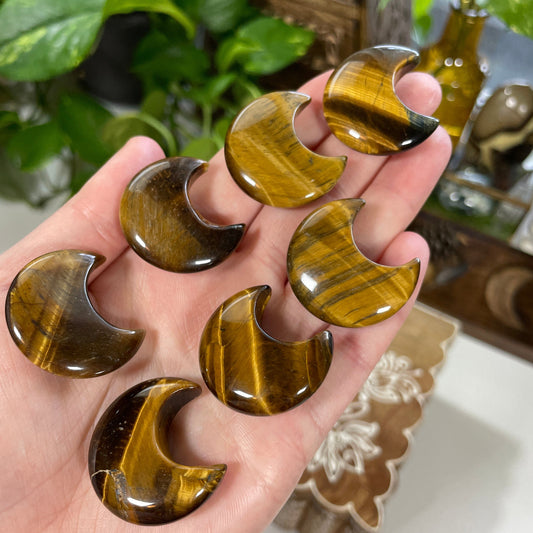 Tiger's Eye Moon Carving