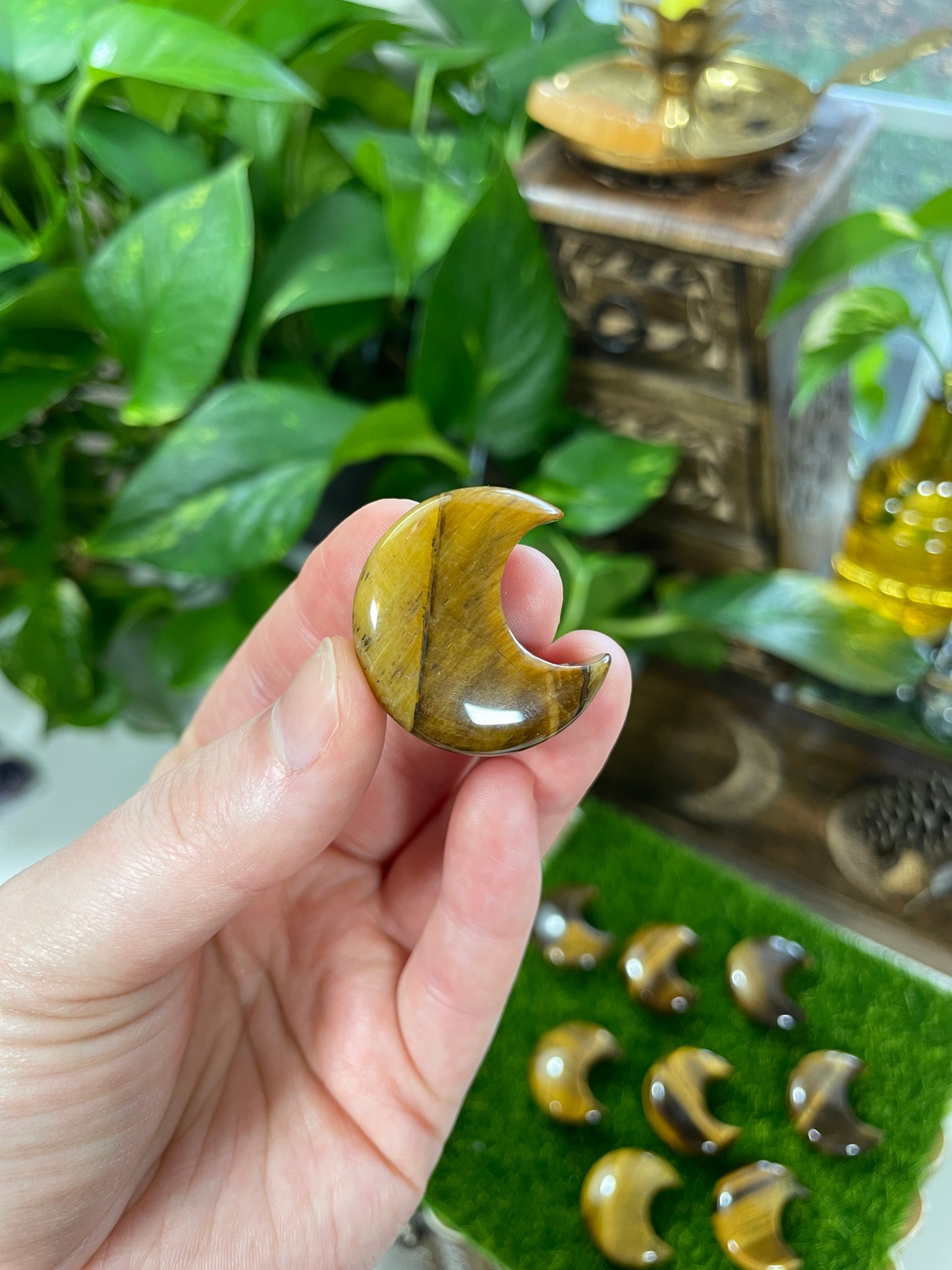 Tiger's Eye Moon Carving