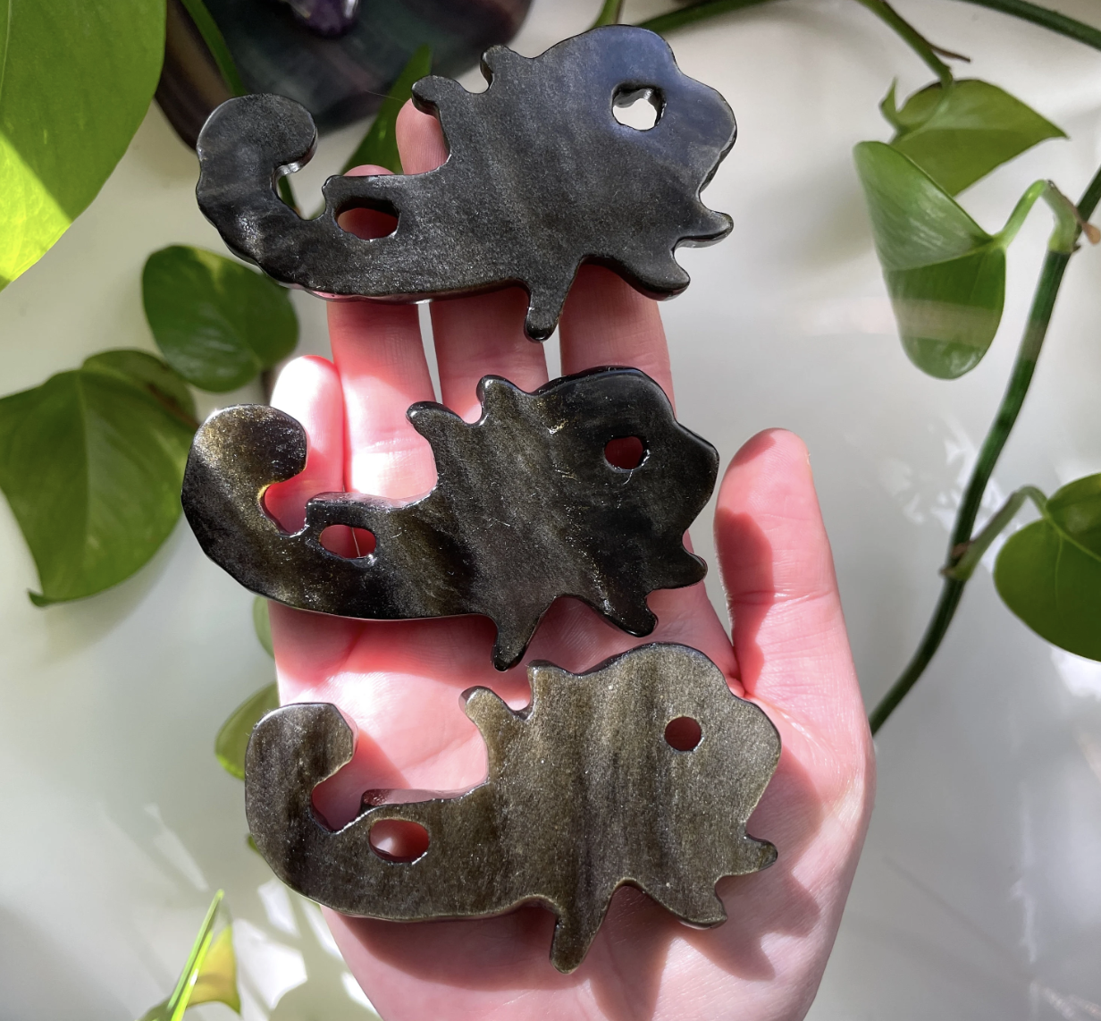 Gold Sheen Obsidian Scorpion Carving