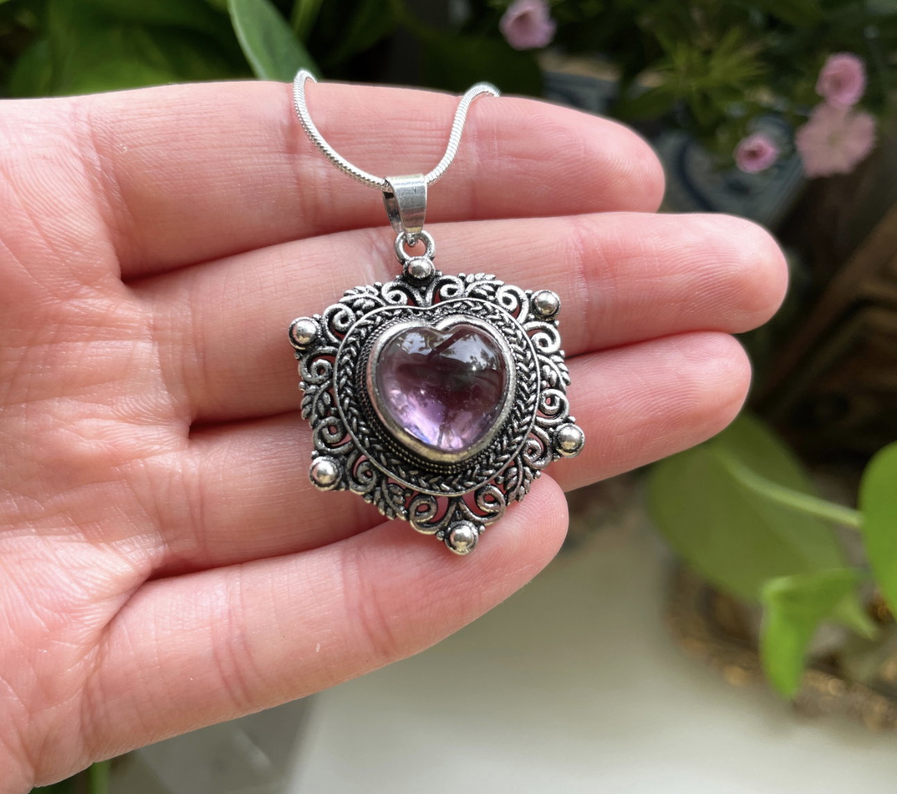 Amethyst Heart Necklace