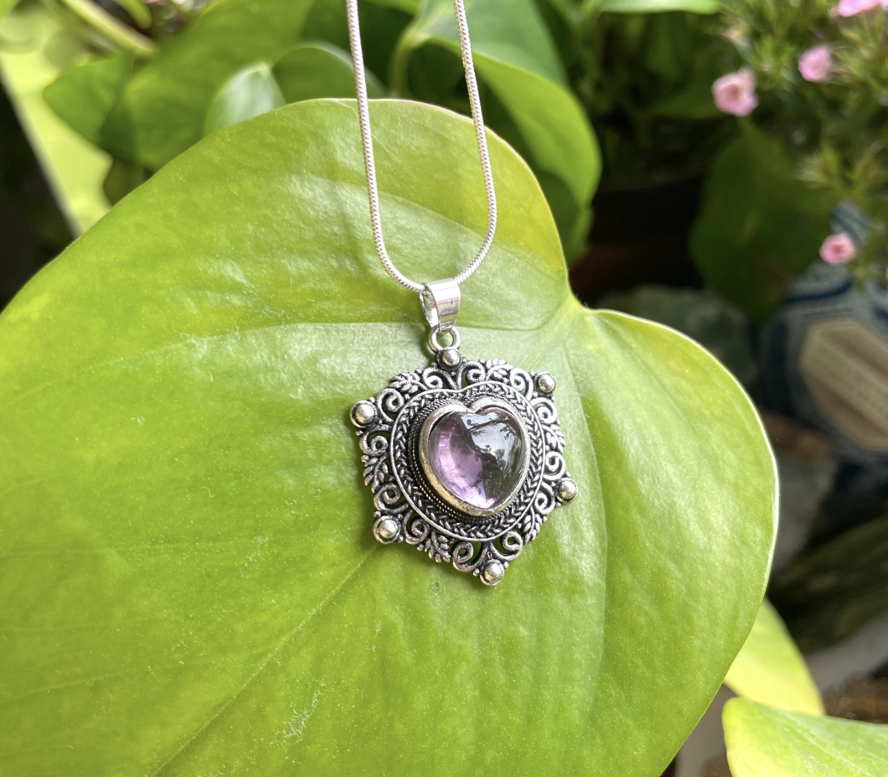 Amethyst Heart Necklace