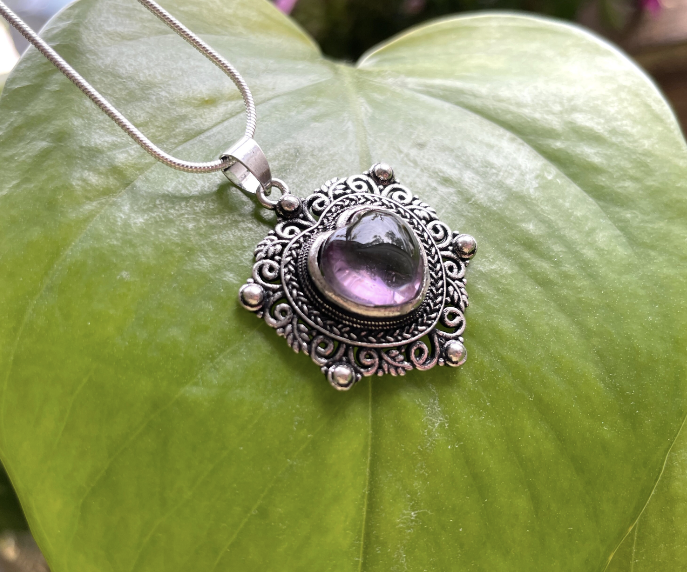 Amethyst Heart Necklace